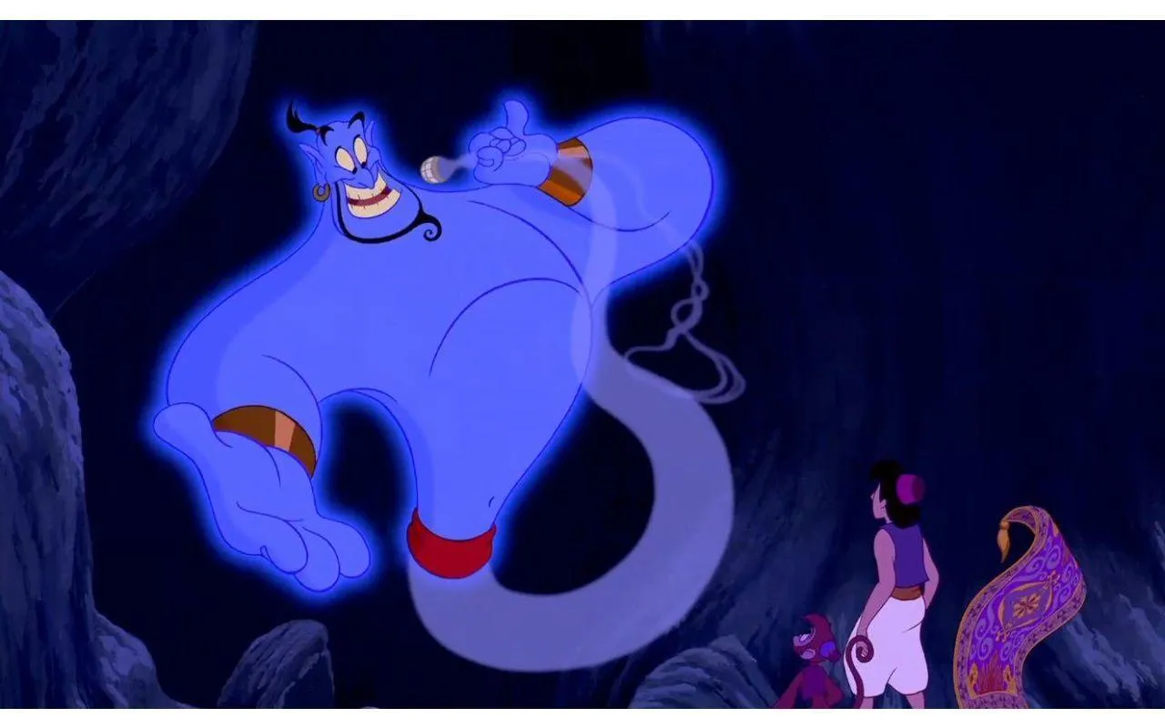 Iconic Blue Genie Character from Aladdin Animated Film