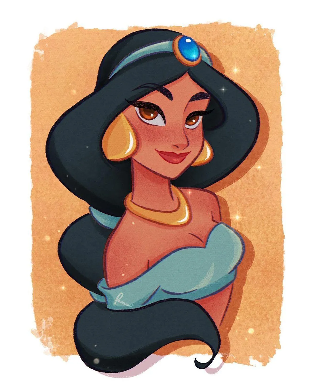 Jasmine Looks Away in Thoughtful Princess Moment Wallpaper