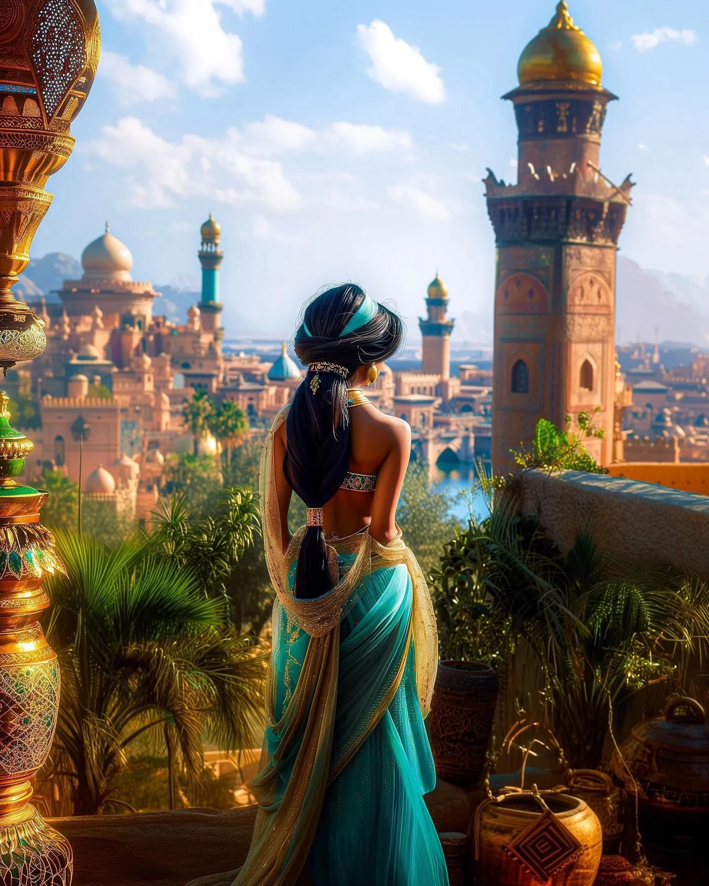 Jasmine Near Palace Garden with Sunset in Background