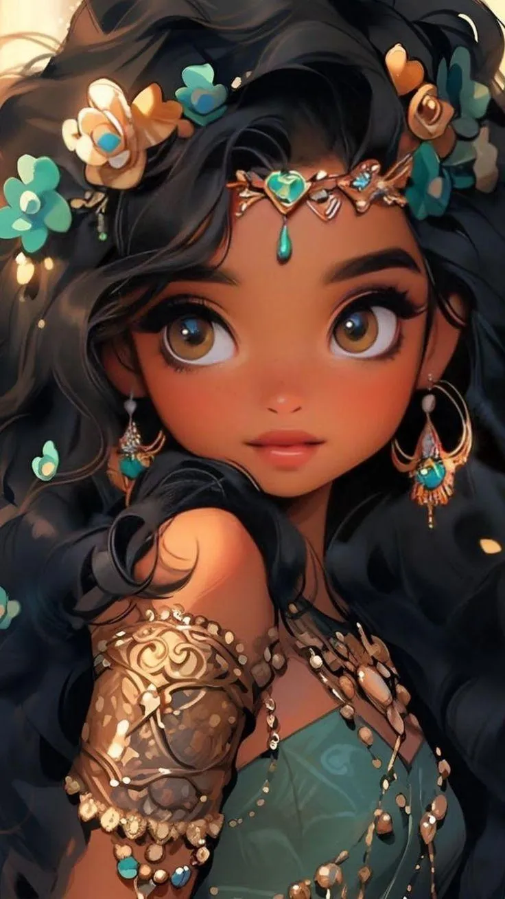 Jasmine Wearing Royal Dress with Golden Accessories