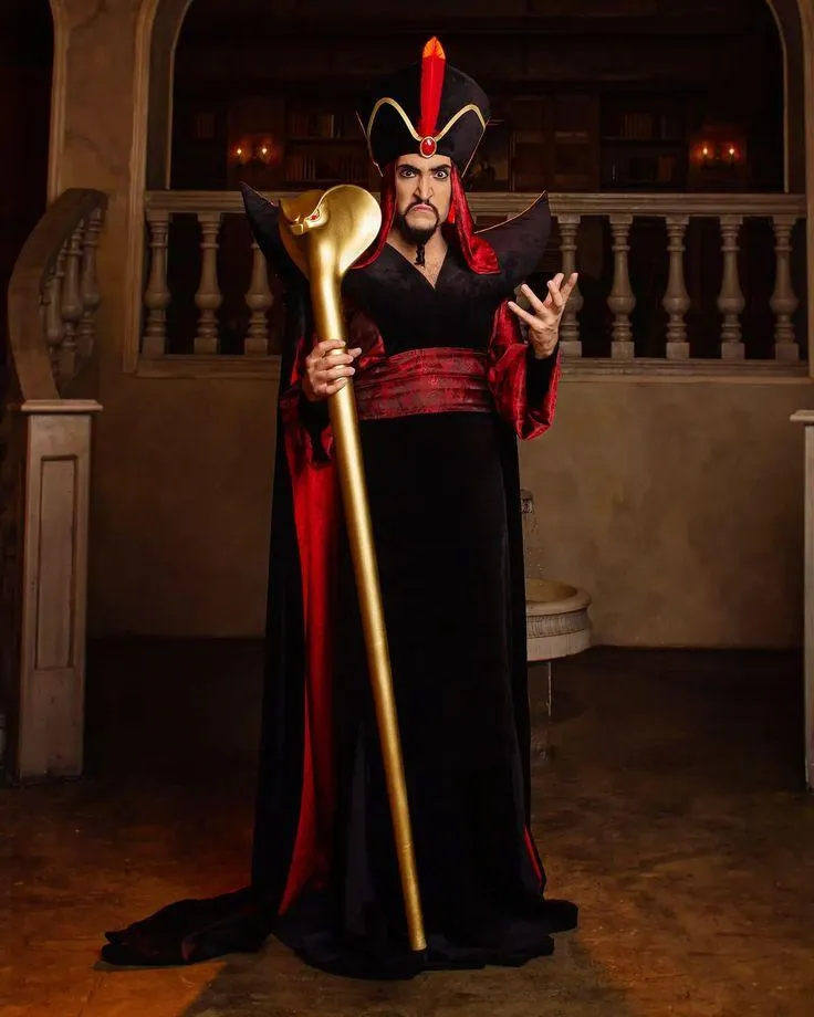 Powerful Woman in Red and Black Royal Outfit in the Palace