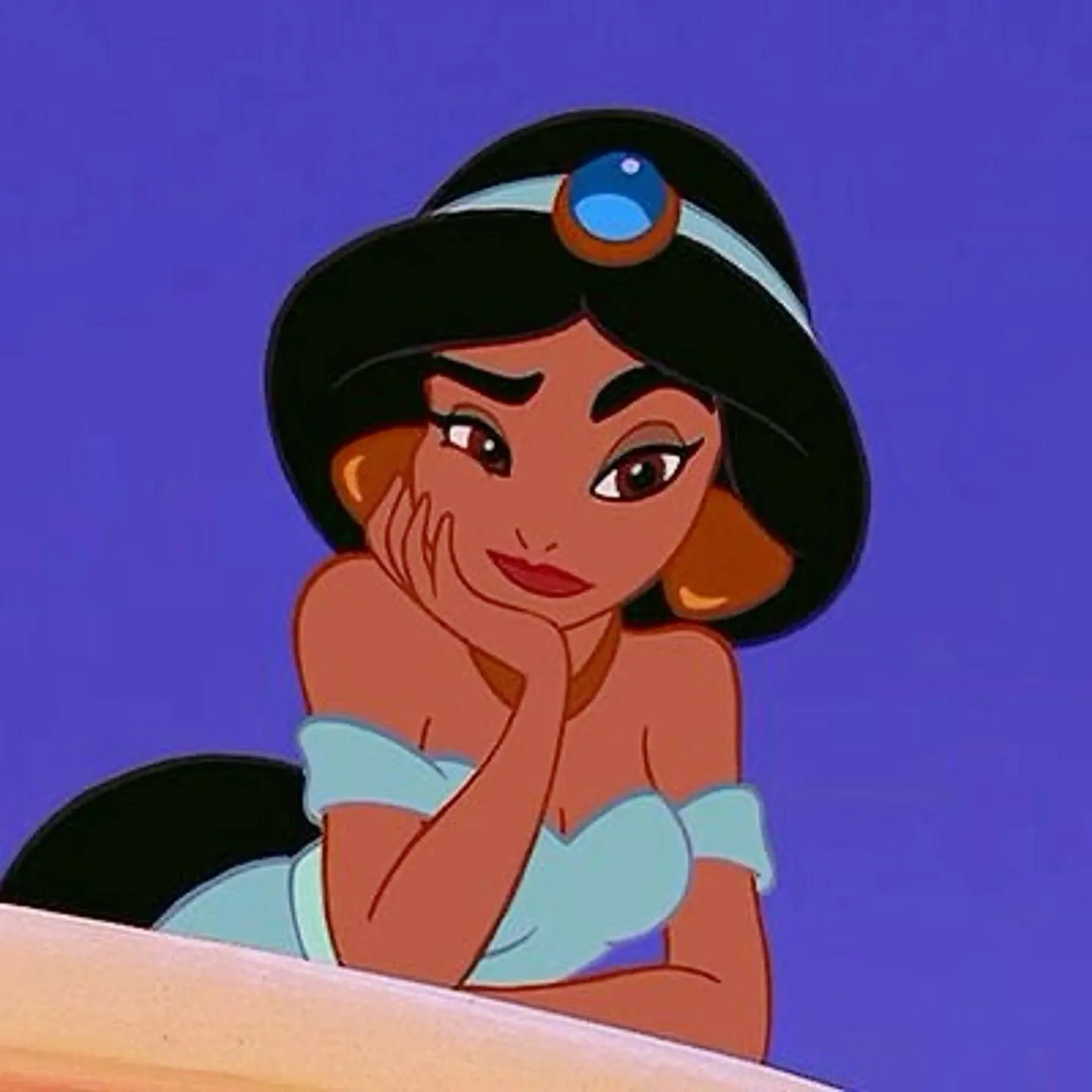 Princess Jasmine Looking Thoughtful in Animated Style
