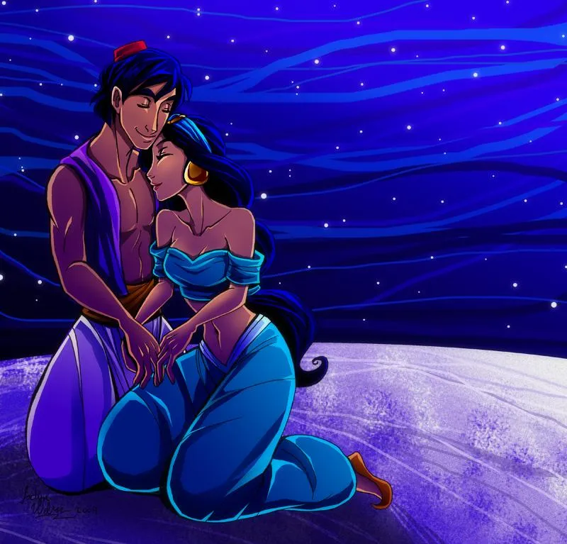 Princess Jasmine Sitting Under the Stars on a Balcony