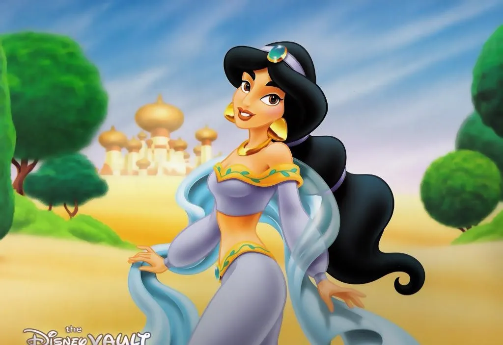 Princess Jasmine Standing Proudly in Front of Her Palace