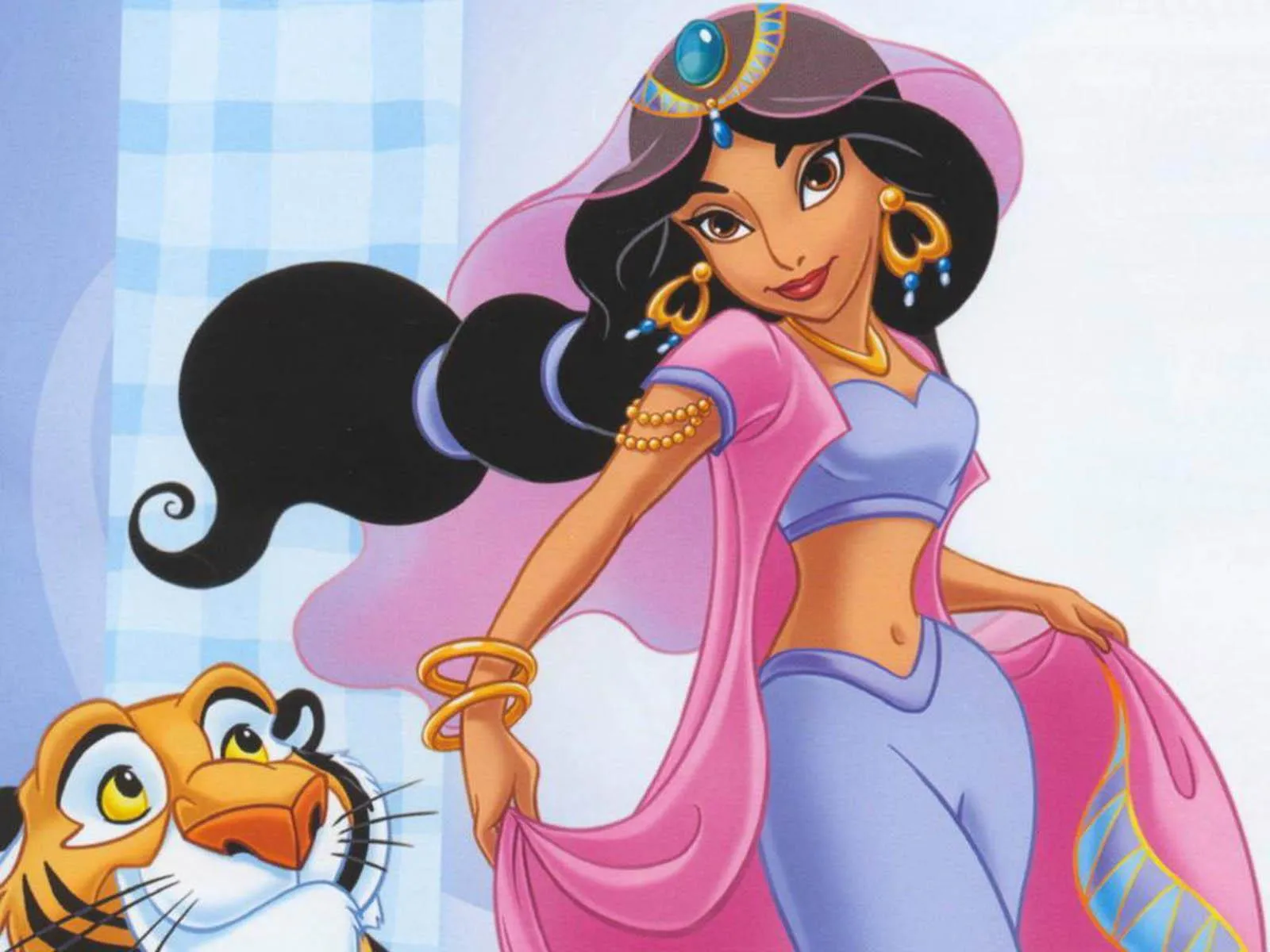 Princess Jasmine with Her Loyal Tiger Rajah Wallpaper