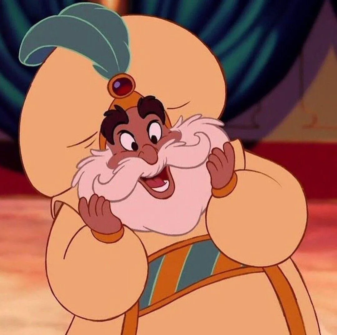 Sultan Laughing with Joy in Throne Room from Palace