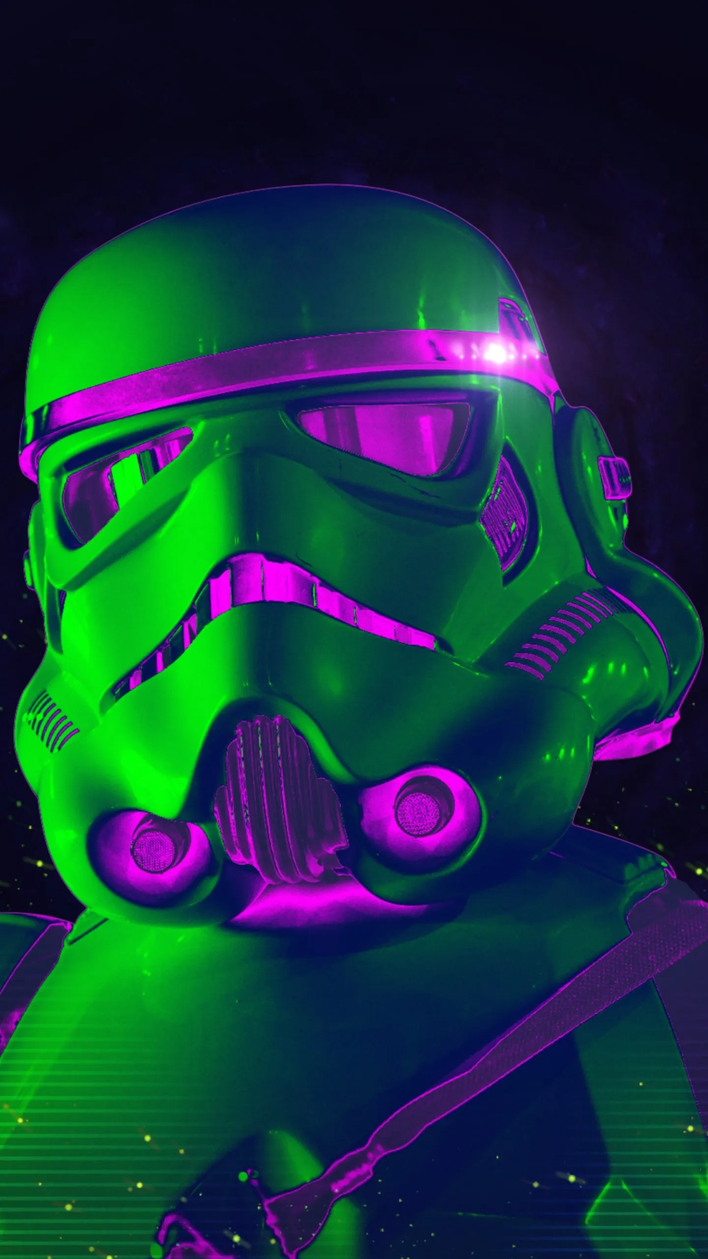 Neon Green And Purple Stormtrooper Helmet Art Design