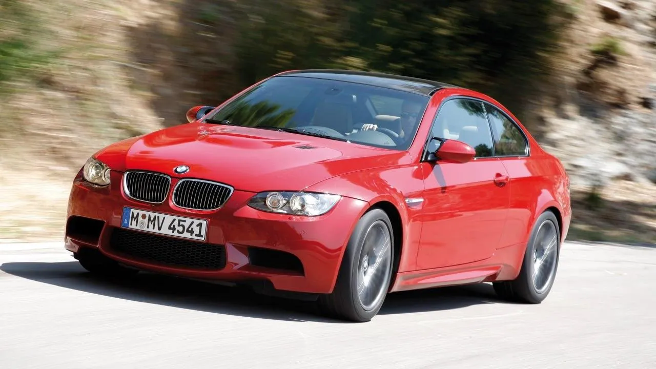 Amazing Red Bmw Driving Fast on a Countryside Road