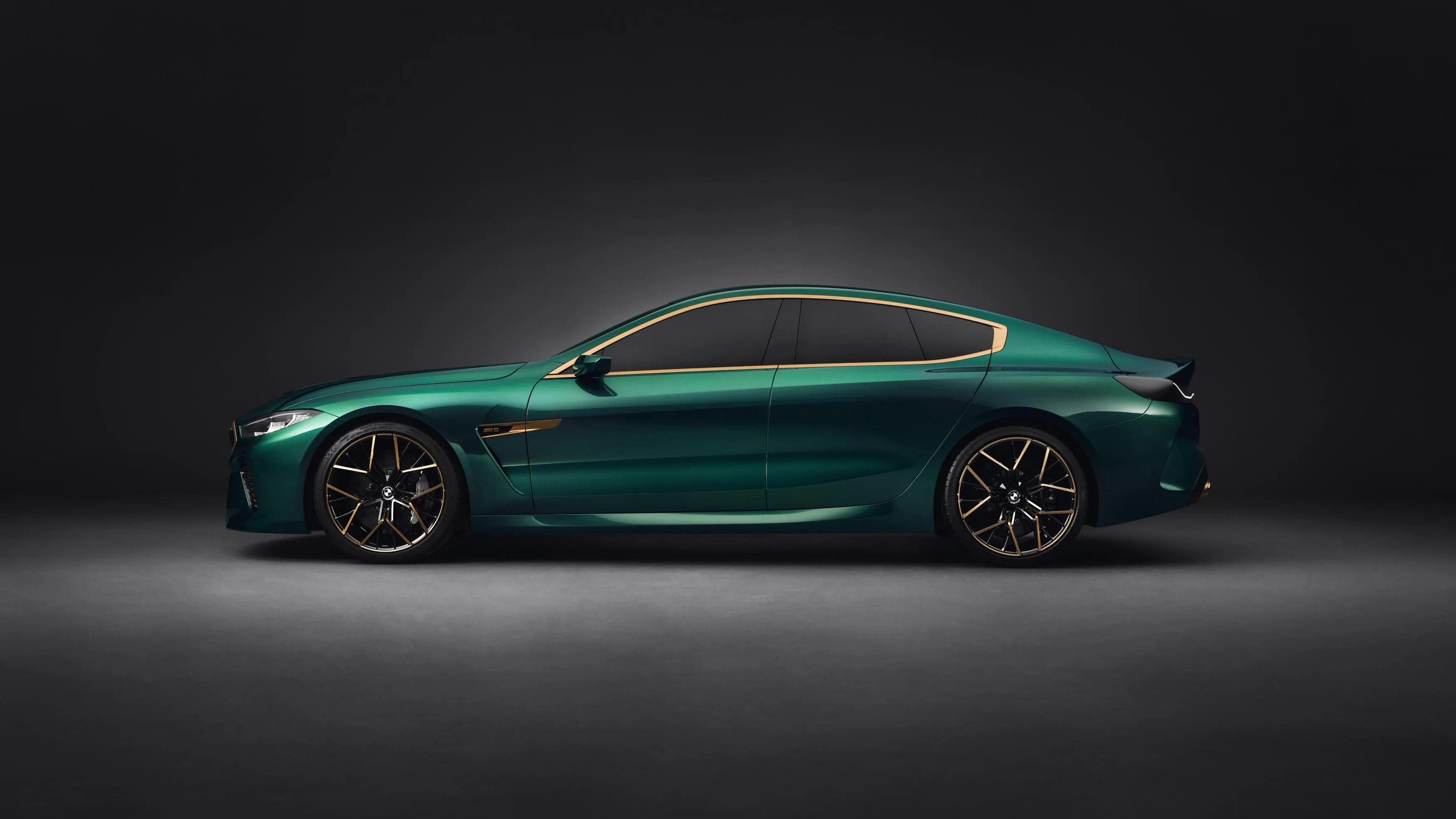 Amazing Side Profile of a Green Bmw in Studio Lighting