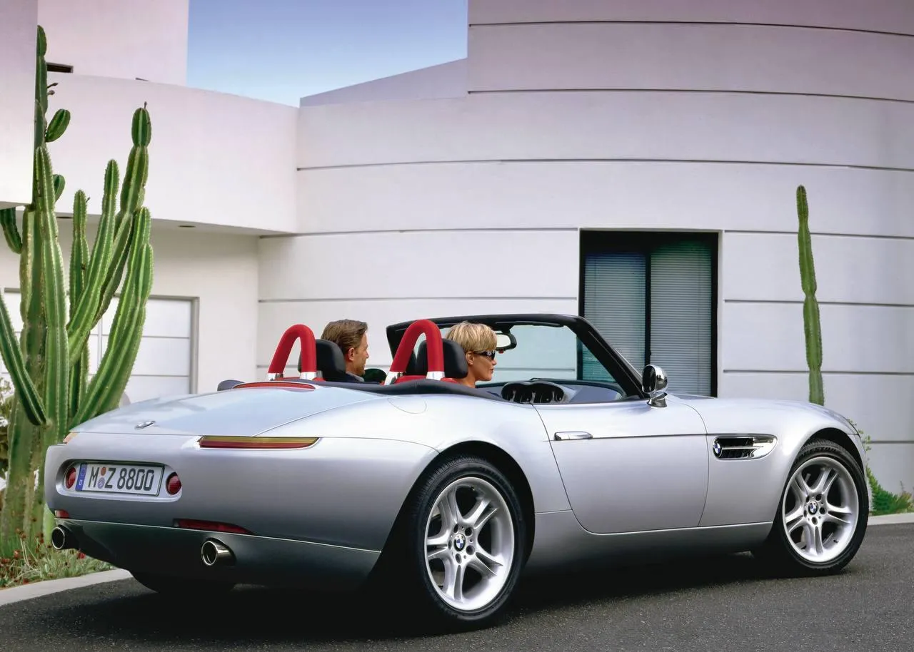 Amazing Silver Bmw Convertible Parked Outside Modern House