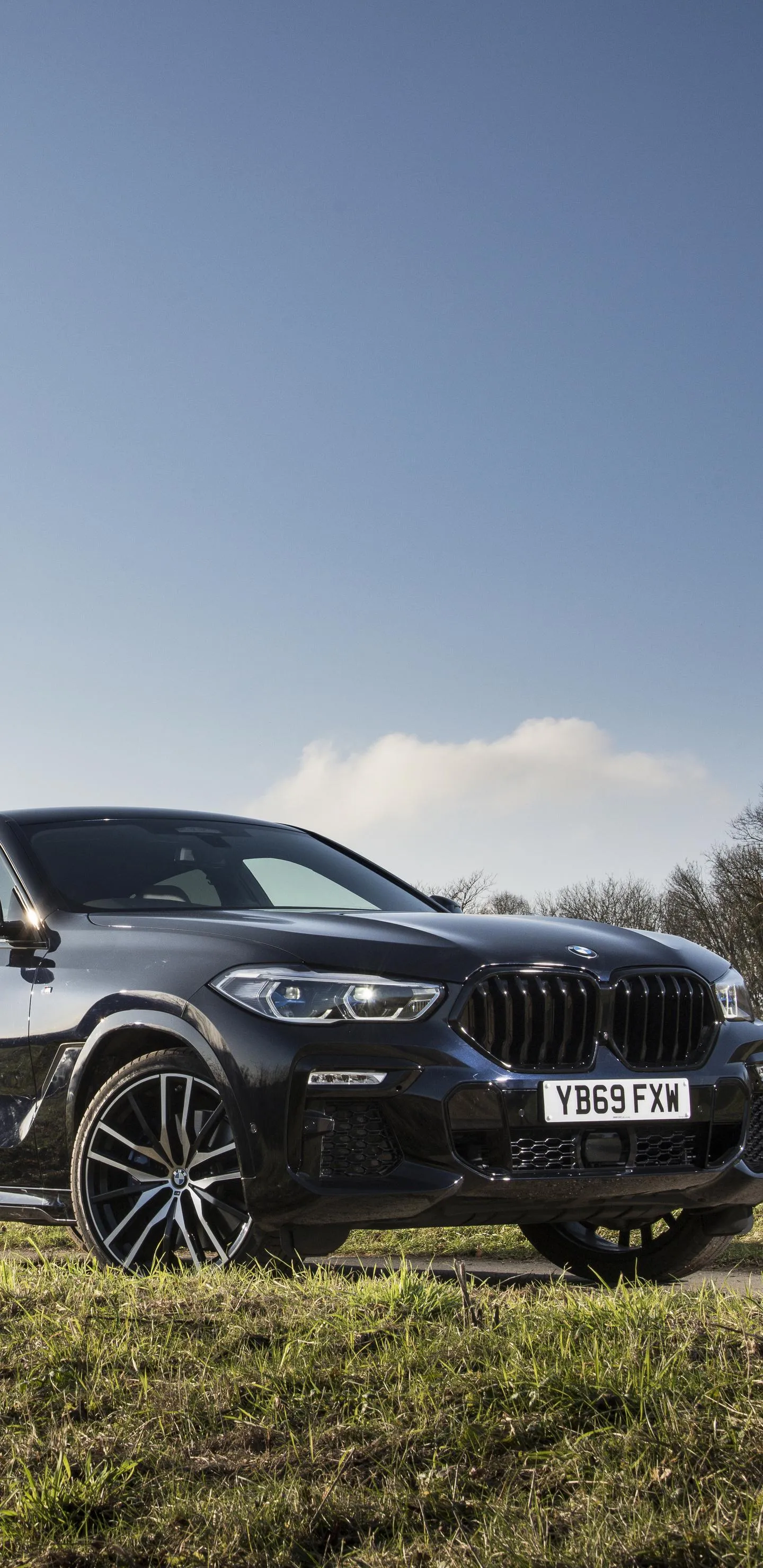 Black Bmw Parked on Green Grass Under Bright Clear Sky