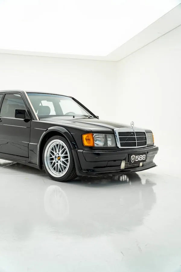 Black Classic Mercedes Benz in Clean White Studio Setup