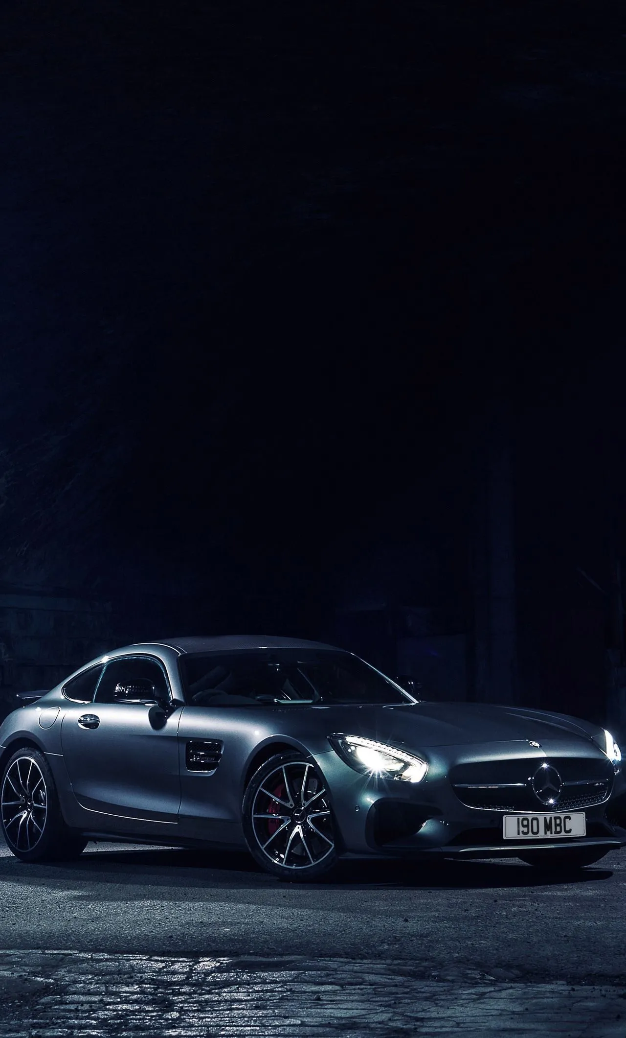 Black Mercedes AMG Coupe in a Dramatic Studio Light Wallpaper