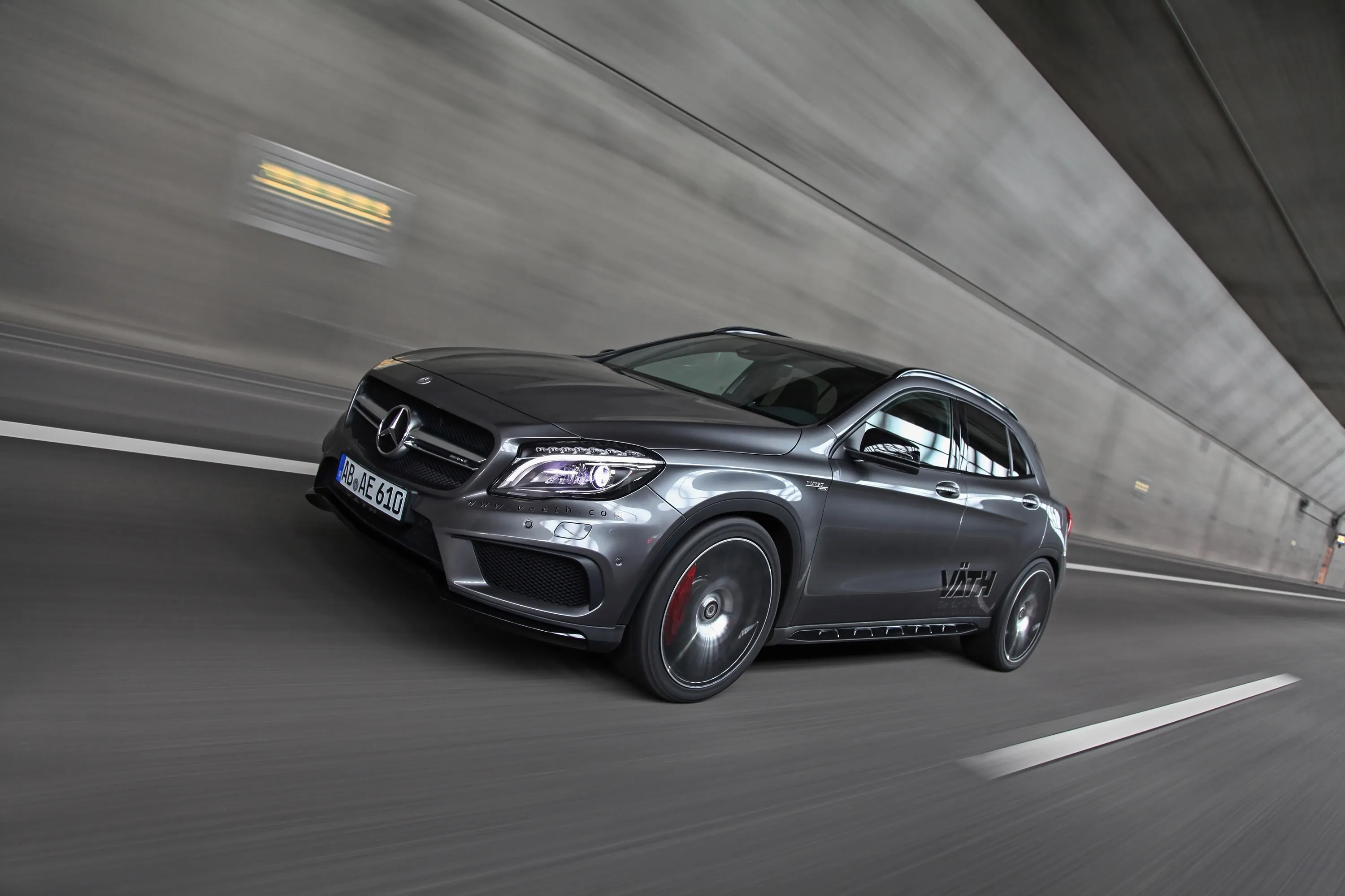 Black Mercedes Benz Car Moving in Underground Tunnel