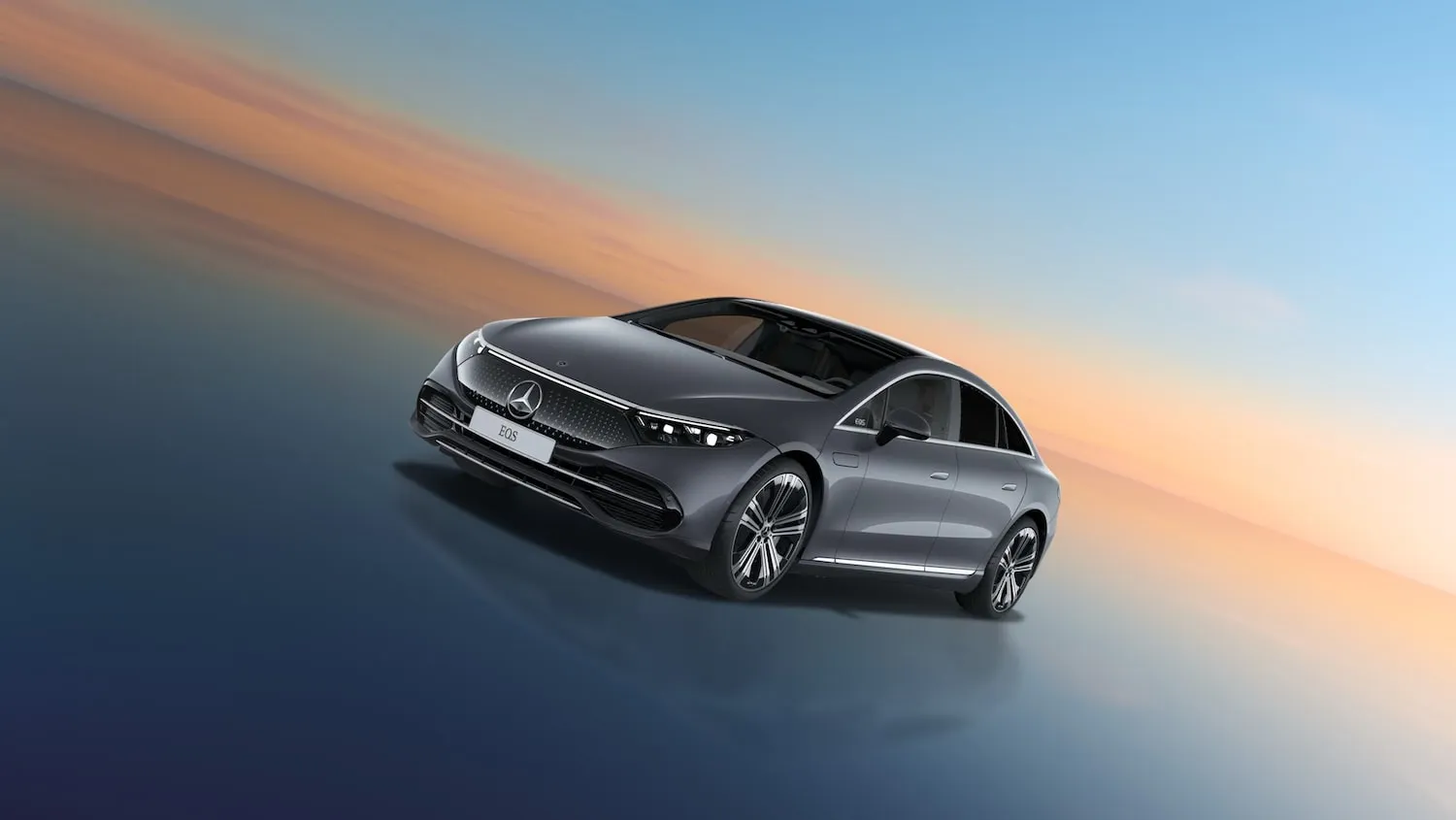 Black Mercedes Benz Driving at Sunset on Highway Wallpaper