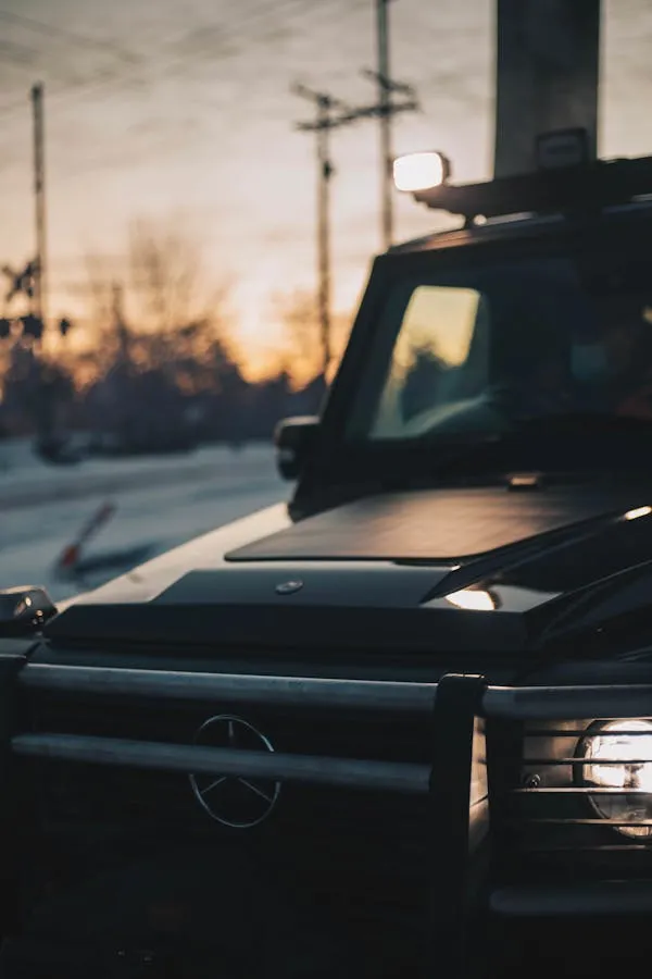 Black Mercedes Benz G Wagon Parked in Dim Evening Light