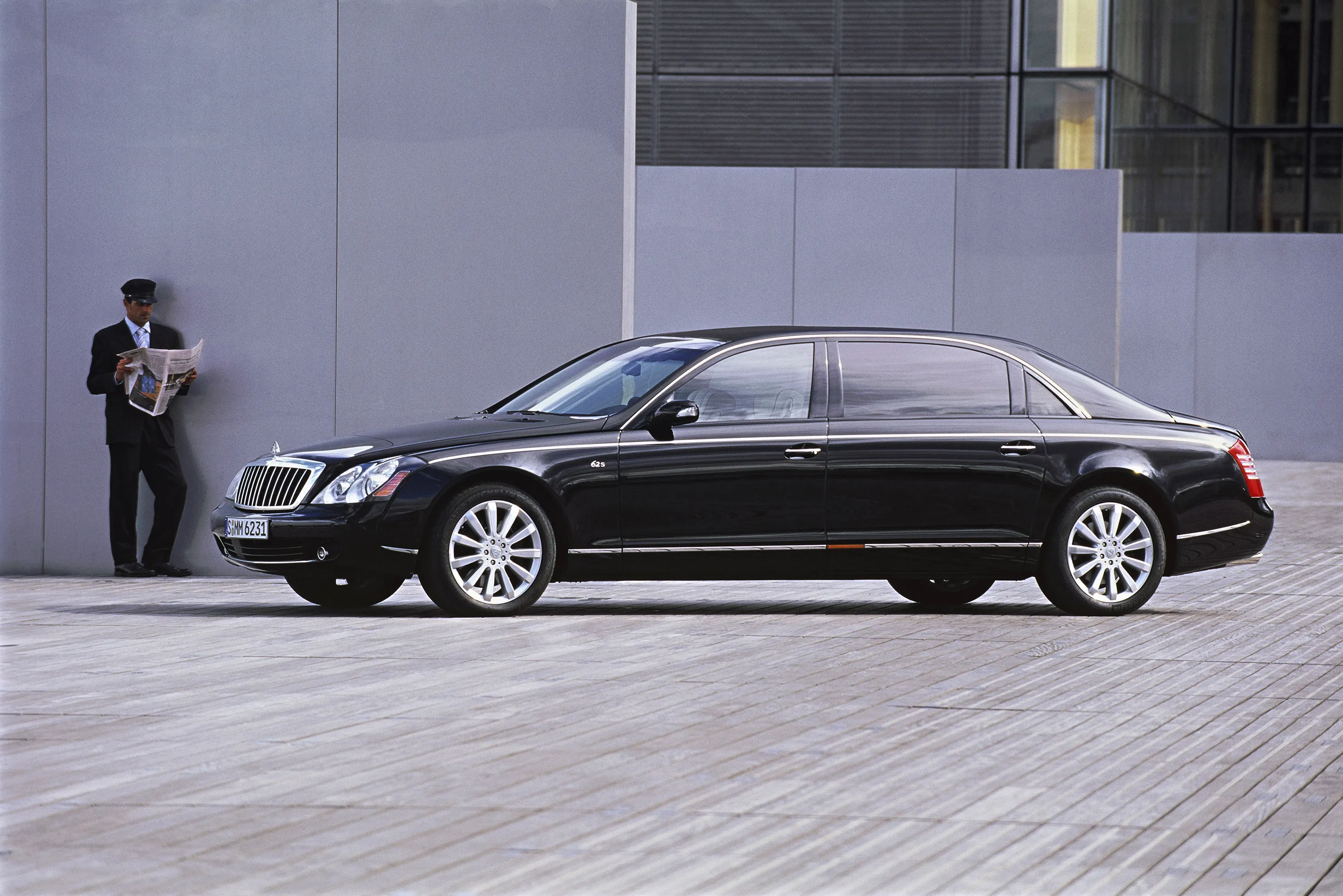 Black Mercedes Benz Limousine Parked in Urban Area Wallpaper