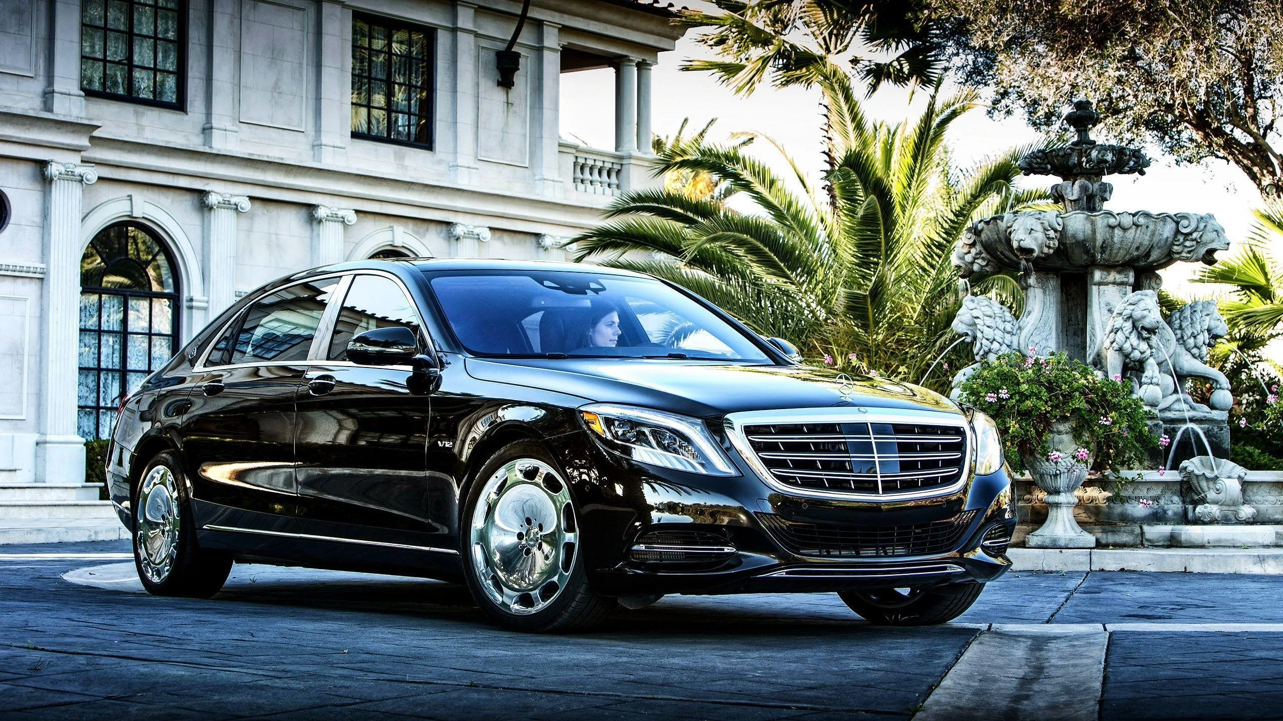 Black Mercedes Benz Luxury Sedan Parked in City Street