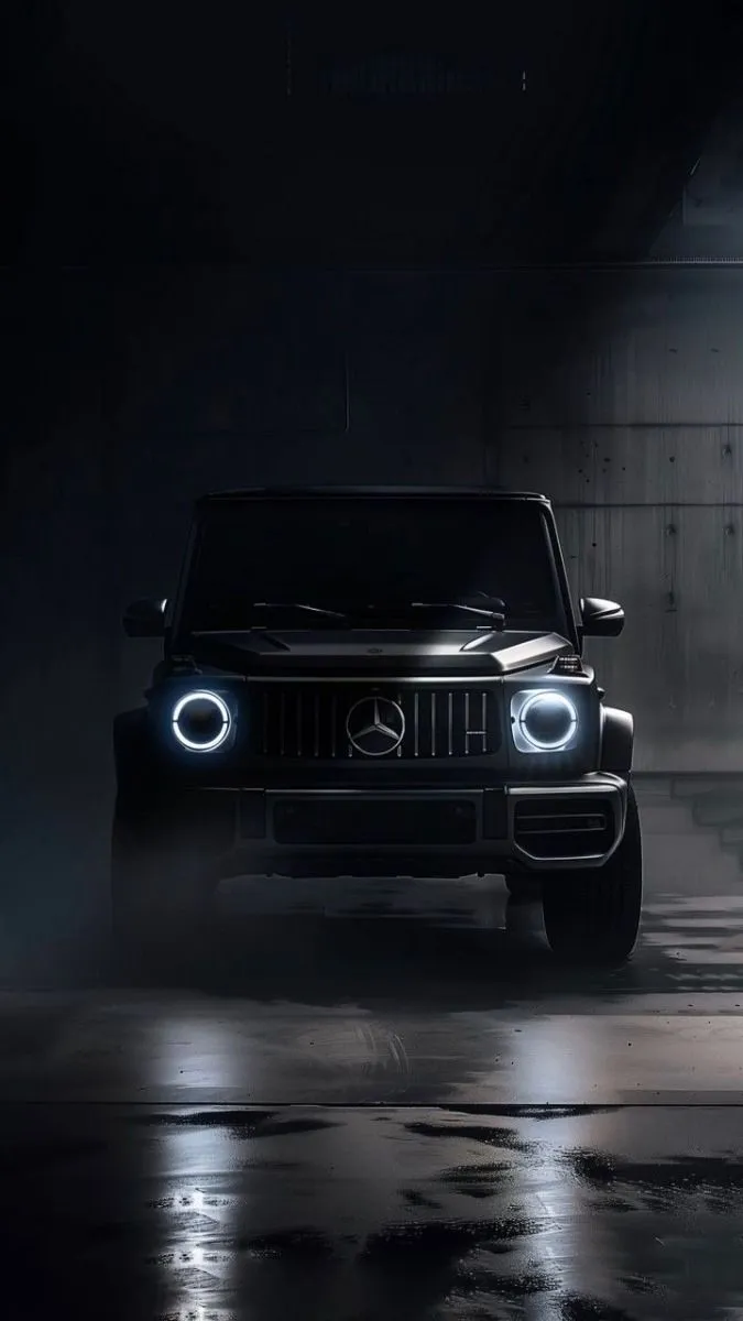 Black Mercedes Benz SUV Driving in Dark Wet Tunnel image