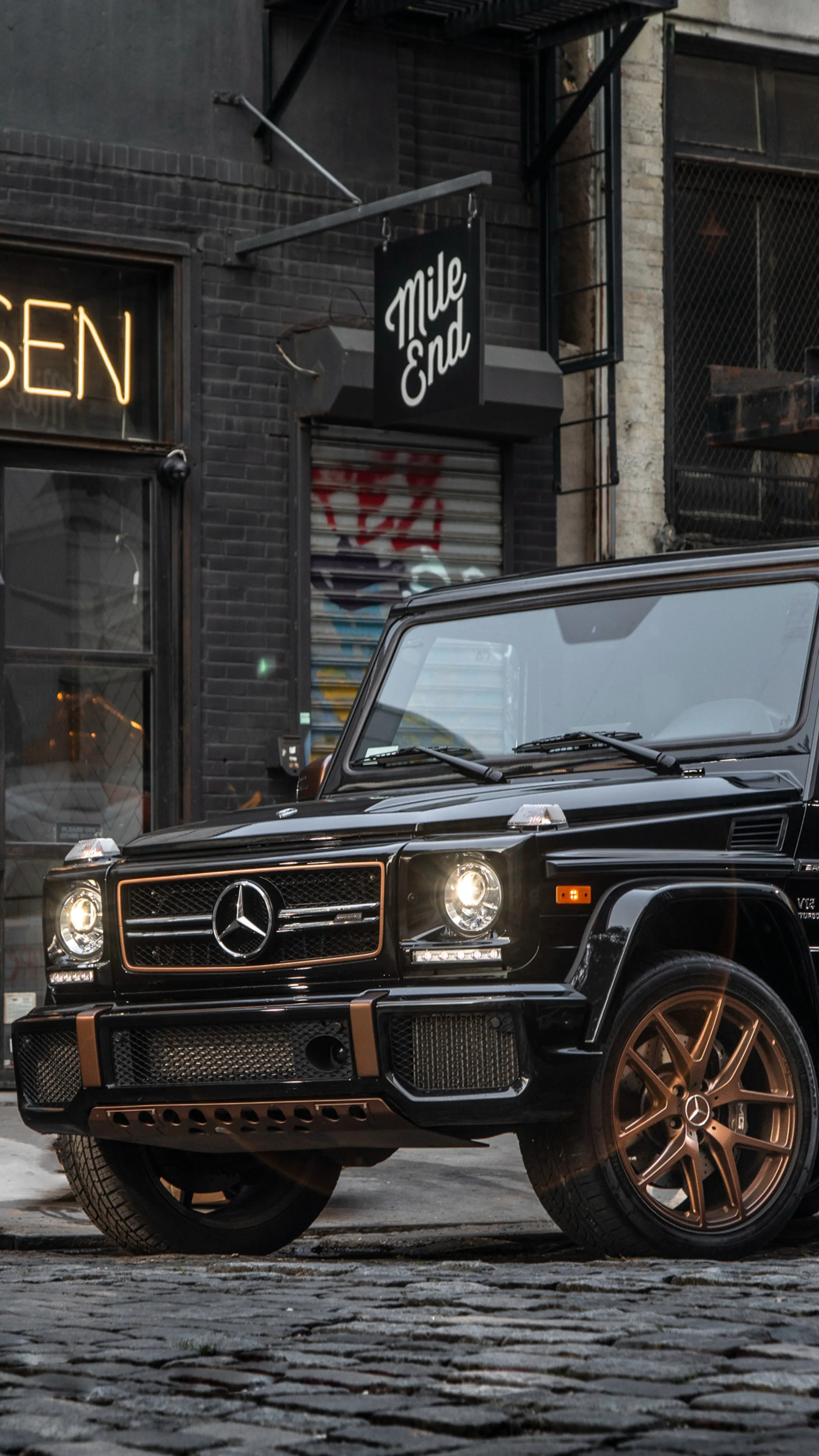 Black Mercedes Benz SUV in Industrial City Alleyway image