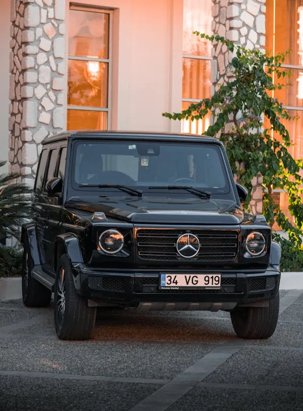 Black Mercedes G Wagon in luxury residential place image
