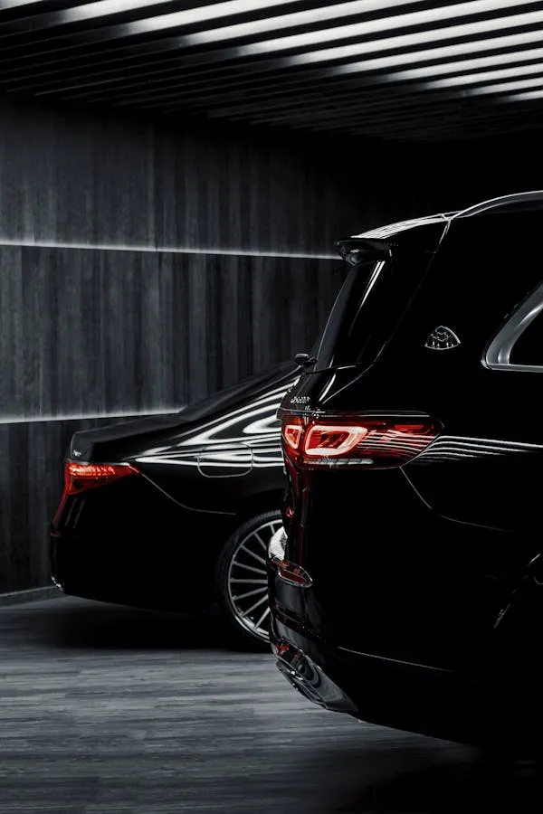 Black Mercedes Maybach SUV in Dimly Lit Garage Wallpaper