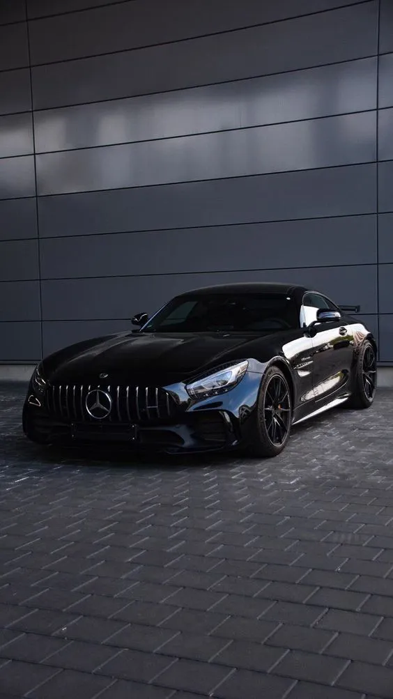 Black Sports Mercedes Benz Car Parked by Building Wallpaper