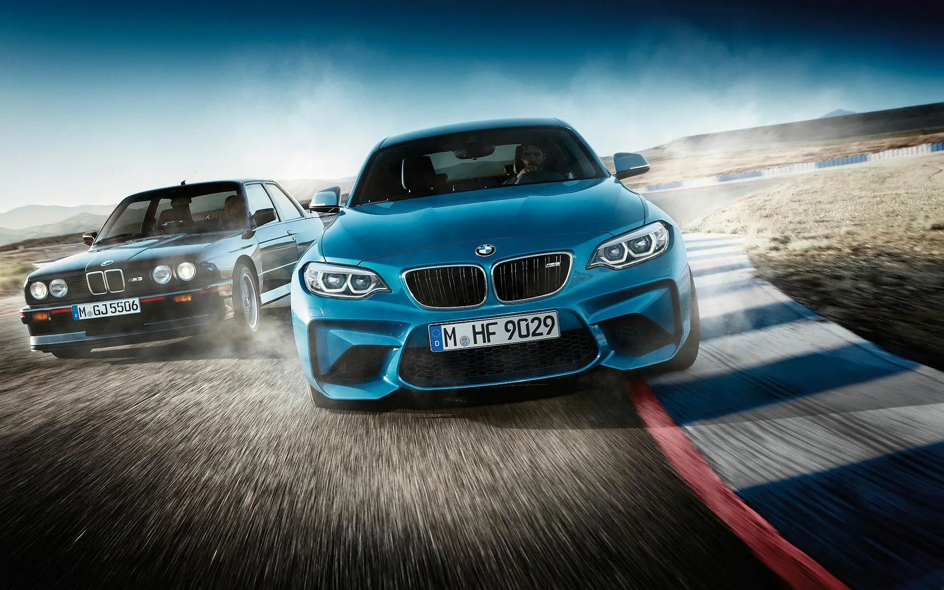 Blue Bmw Racing on Wet Track with High Speed Drift Image
