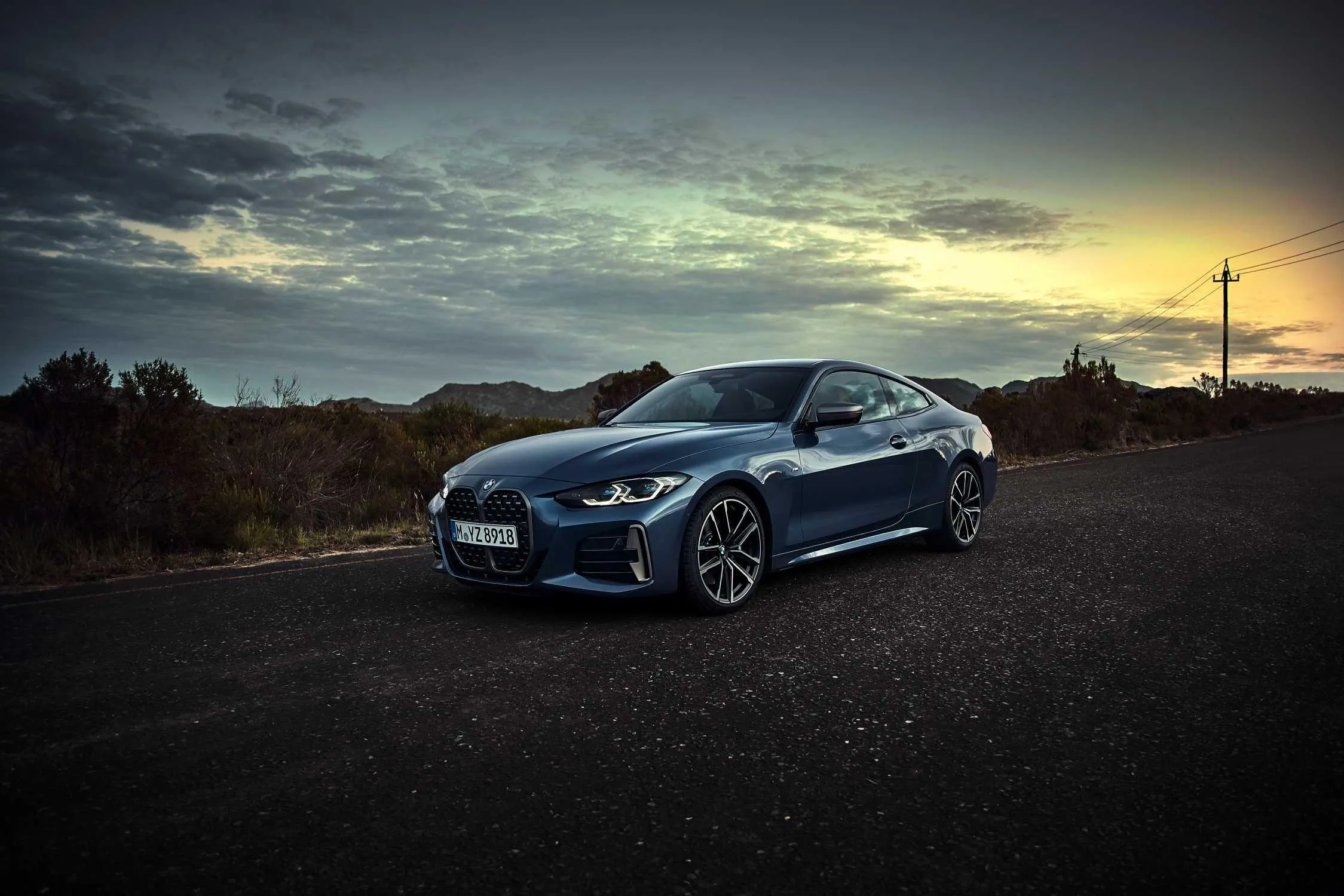 Blue Bmw Sedan Parked at Dusk in Countryside Image Hd