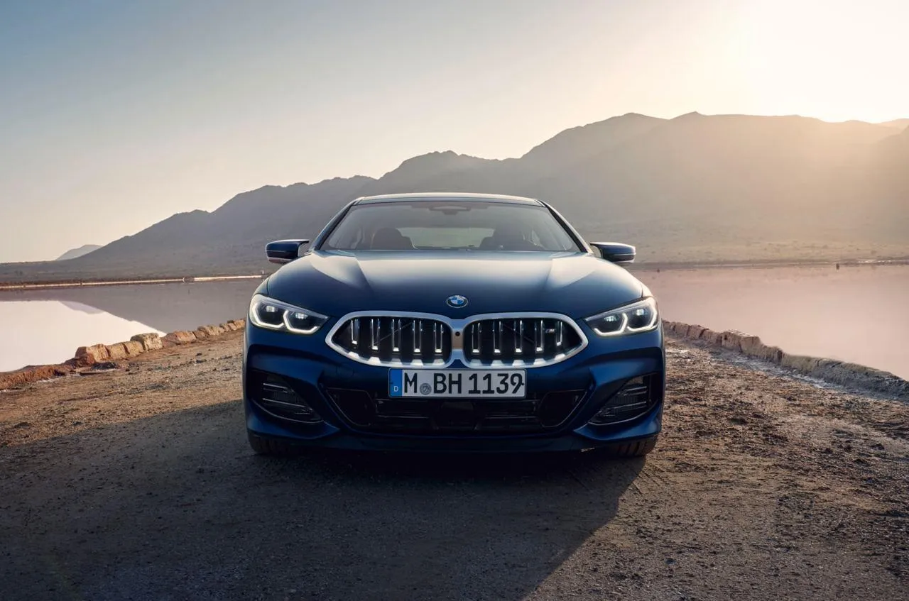Bmw 8 Series Coupe at Sunset Near Ocean Horizon Image