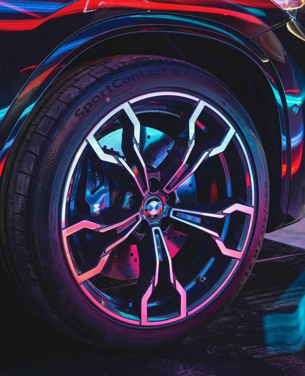 Bmw Car with Colorful Neon Lights and Stunning Wheels