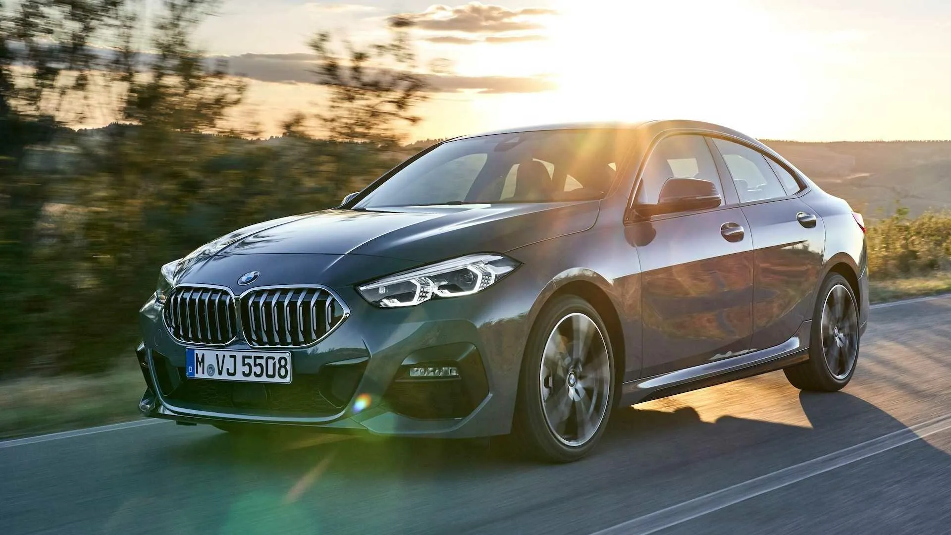 Bmw Coupe Driving at High Speed on a Clear Scenic Road
