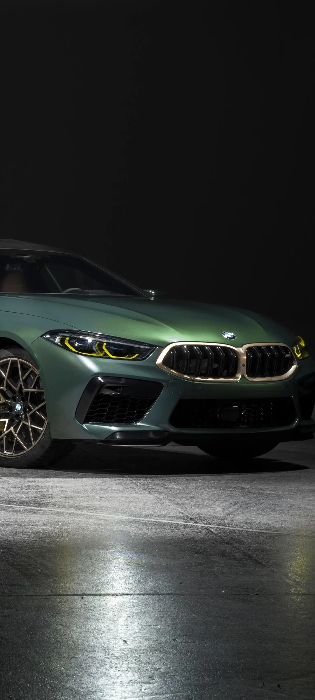 Bmw Coupe in Dark Setting with Light Effects on the Road