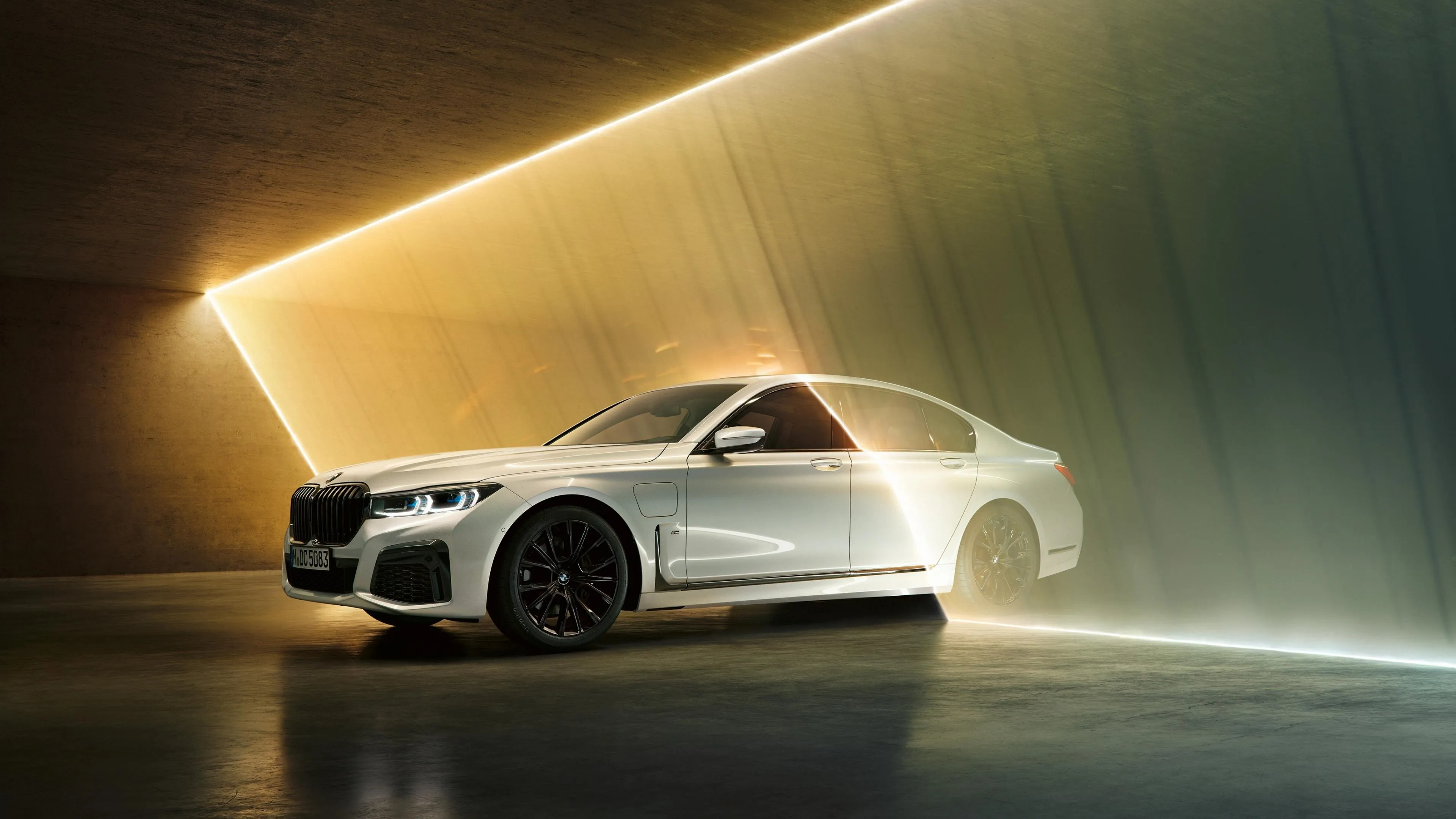 Bmw in Golden Tunnel with Modern Dramatic Lighting Hd