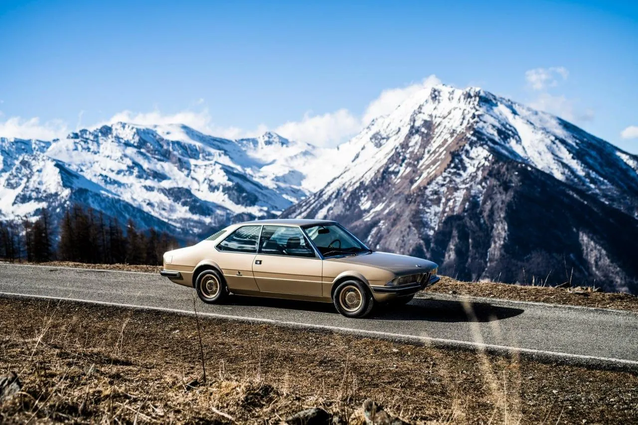Bmw in Snowy Mountain Landscape with Scenic Backdrop