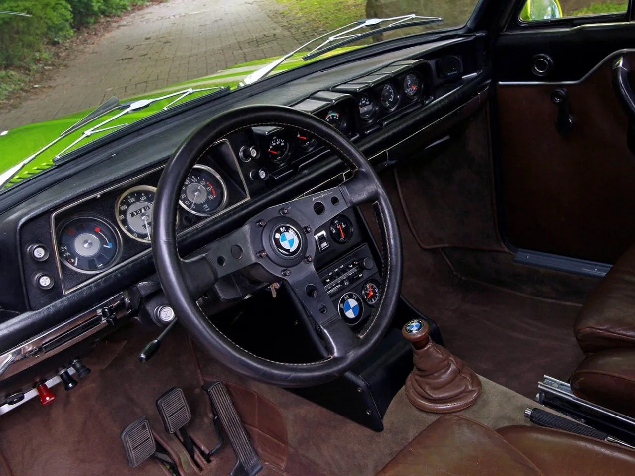 Bmw Interior with Classic Steering Wheel and Dashboard