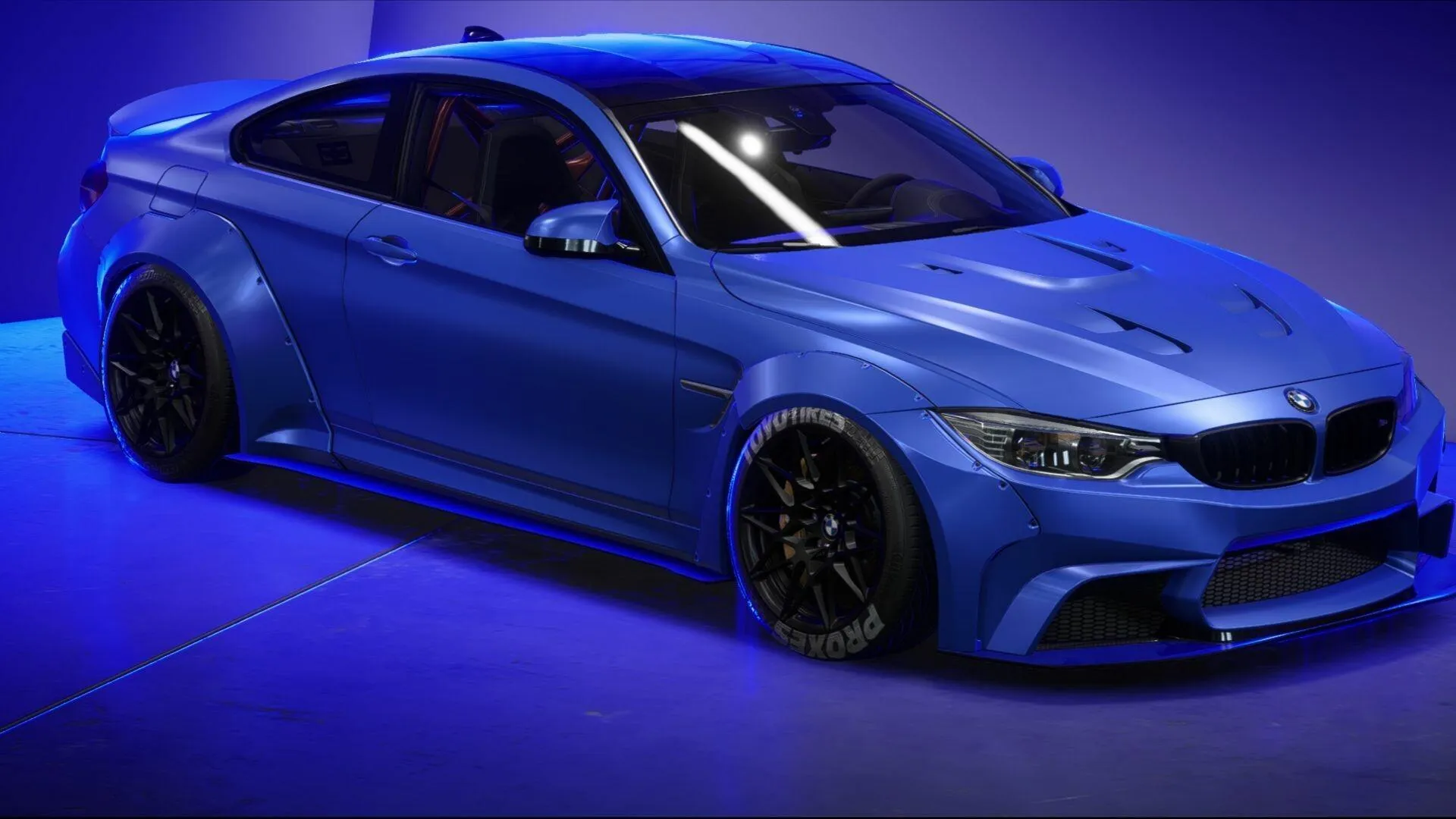 Bmw M Series Car in Dynamic Blue Lighting Showcase