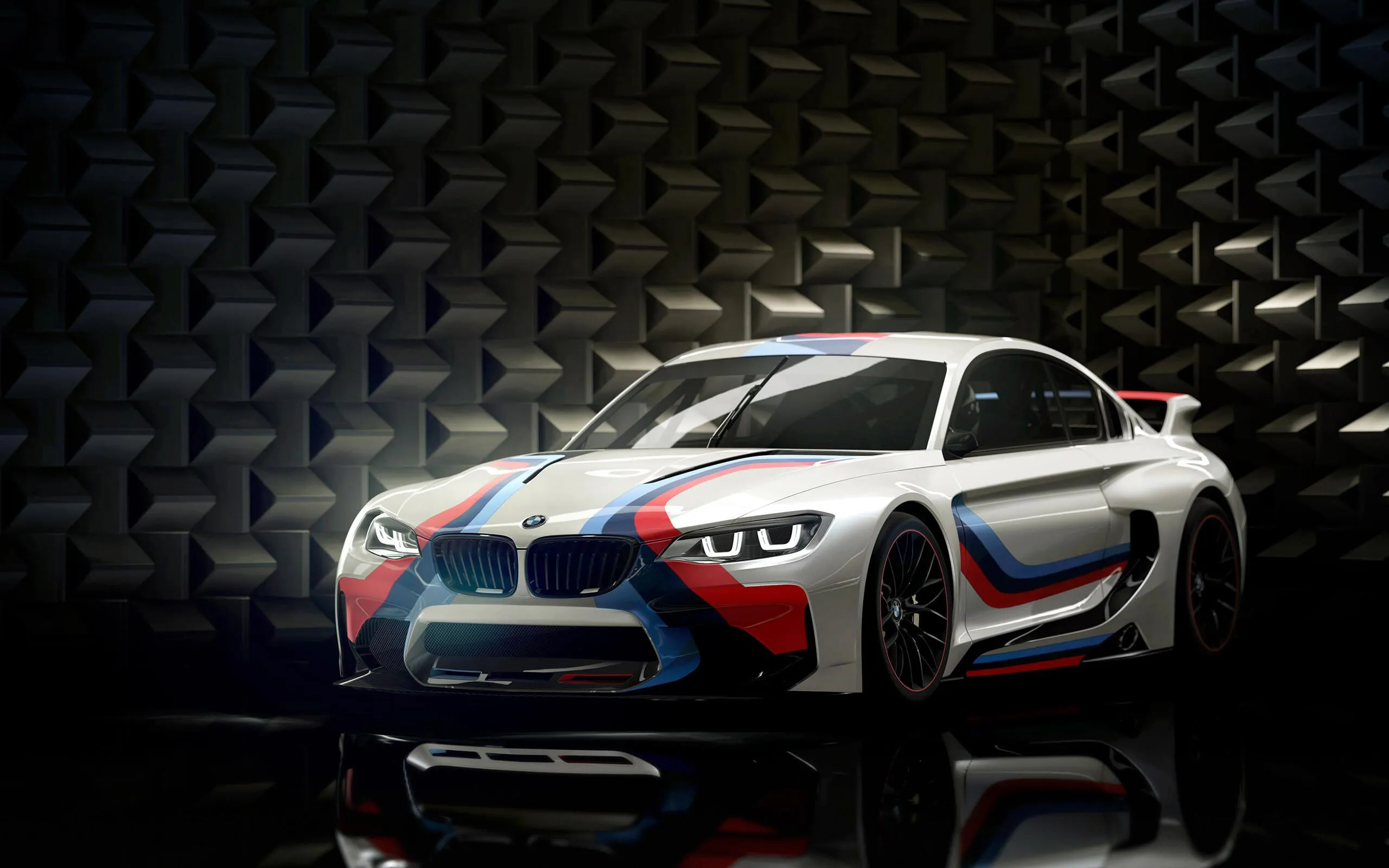 Bmw M5 Driving in a High Industrial Area with Dark Background