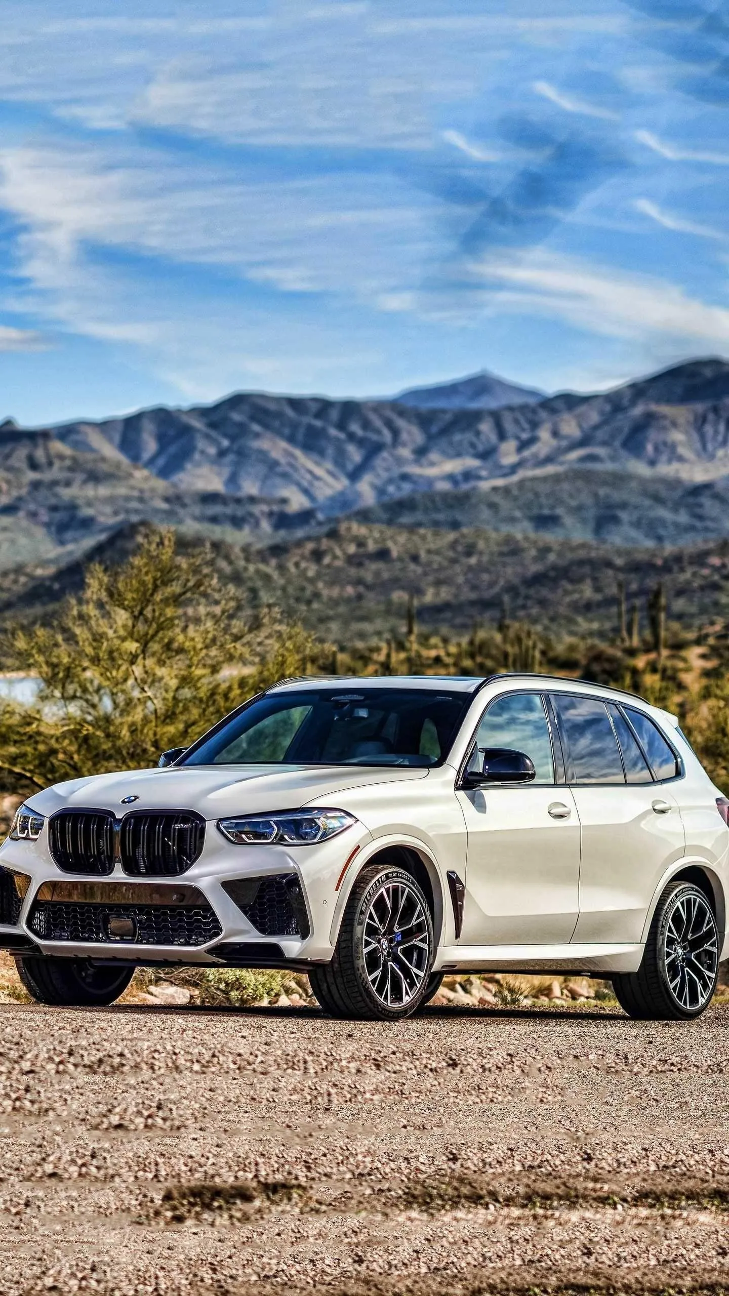 Bmw Offroad in Desert Landscape with Mountains Behind