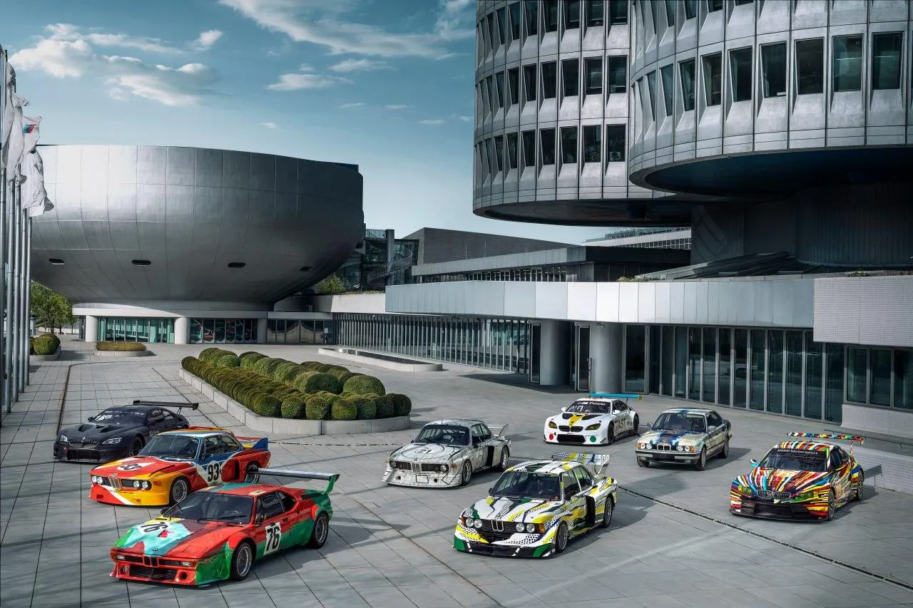 Bmw Race Cars Parked Outside Modern Bmw Headquarters