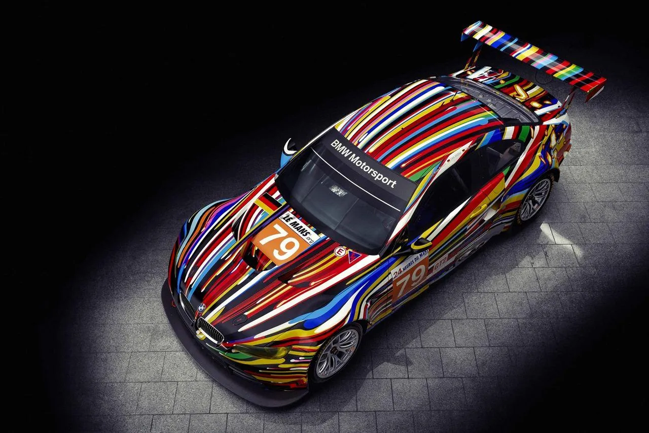 Bmw Racing Car with Colorful Paint in Dark Studio Wallpaper