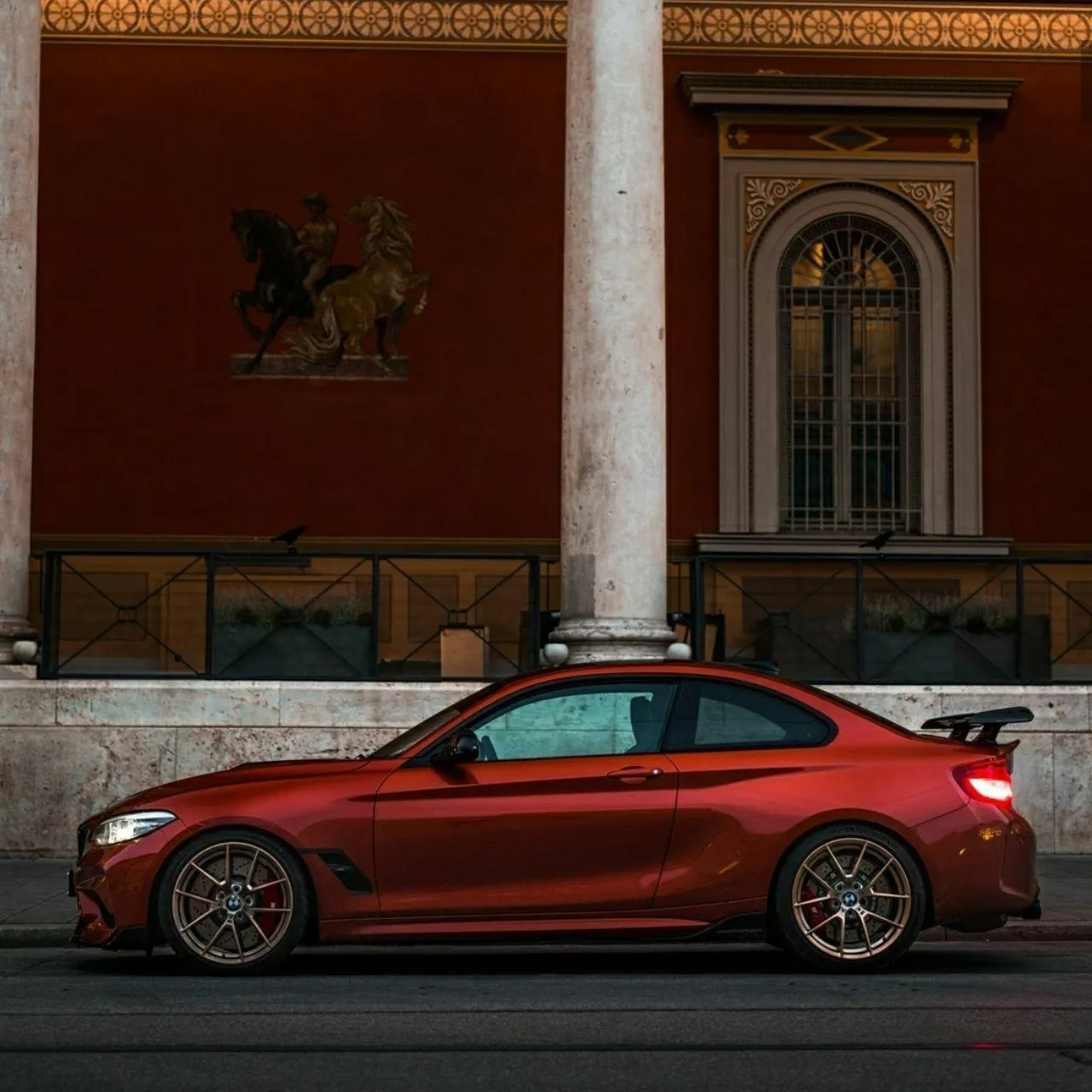 Bmw Red Sports Car Parked on a Scenic Mountain Road