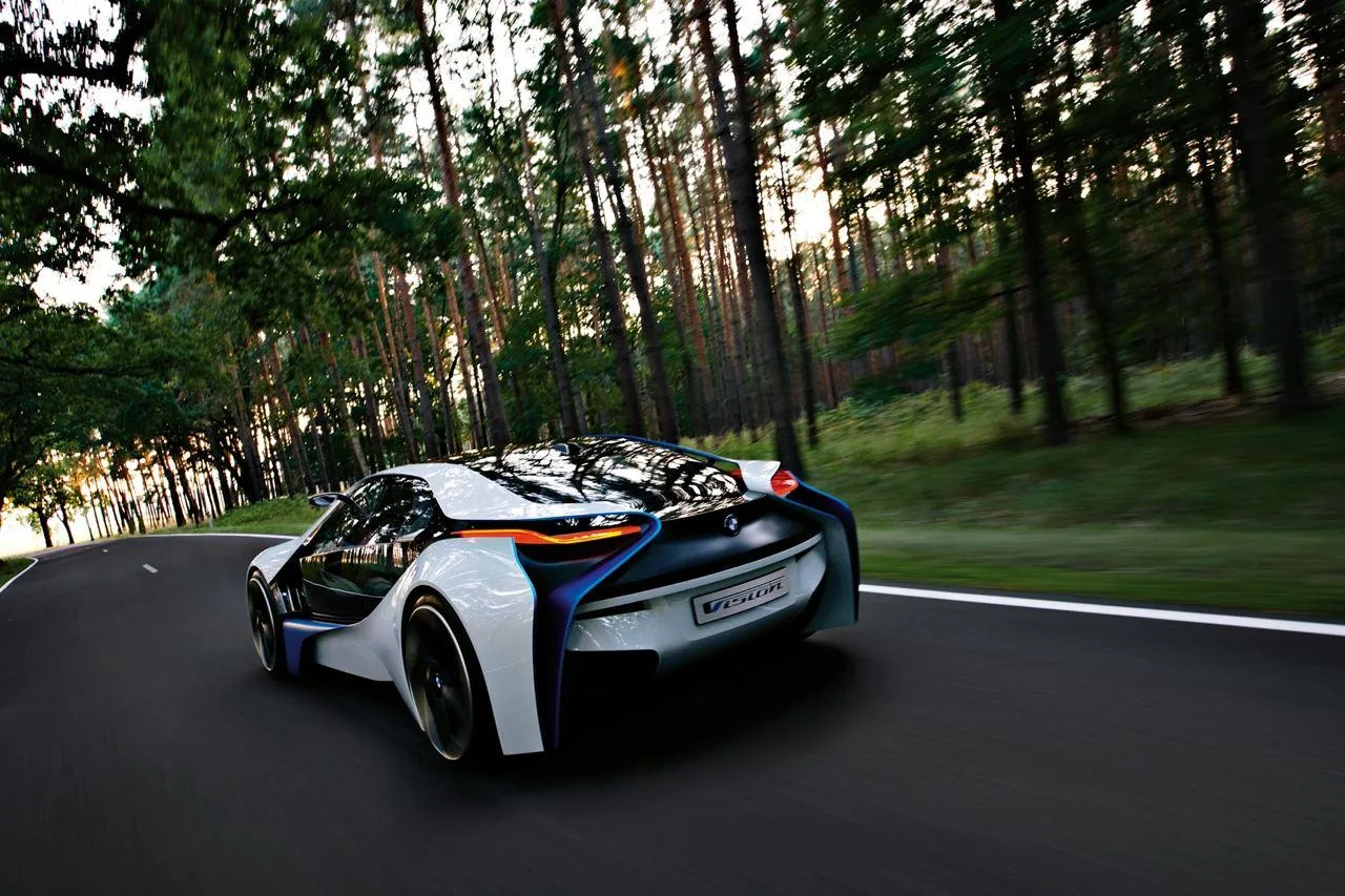 Bmw Sports Car Driving on Forest Road at Dusk Hd Image