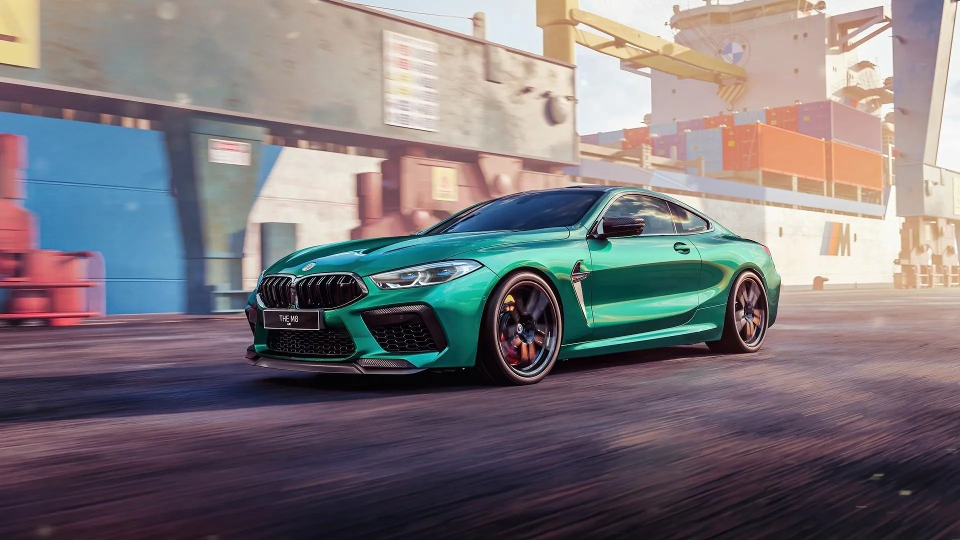 Bmw Sports Car in Action on a Modern Industrial Road