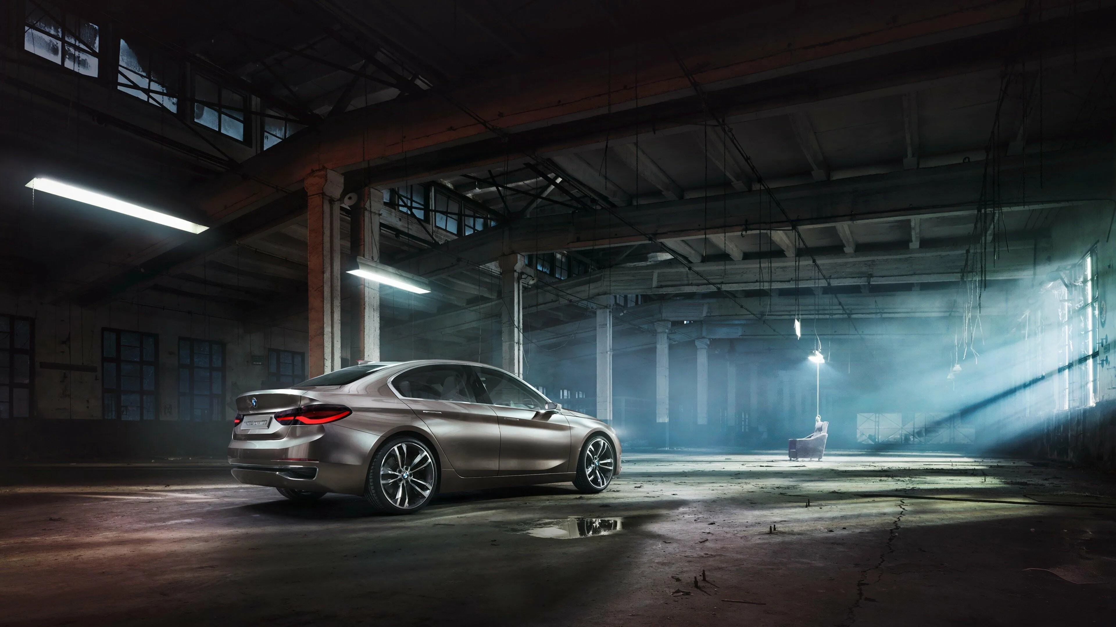 Bmw Station Wagon in a Dark Underground Parking Garage