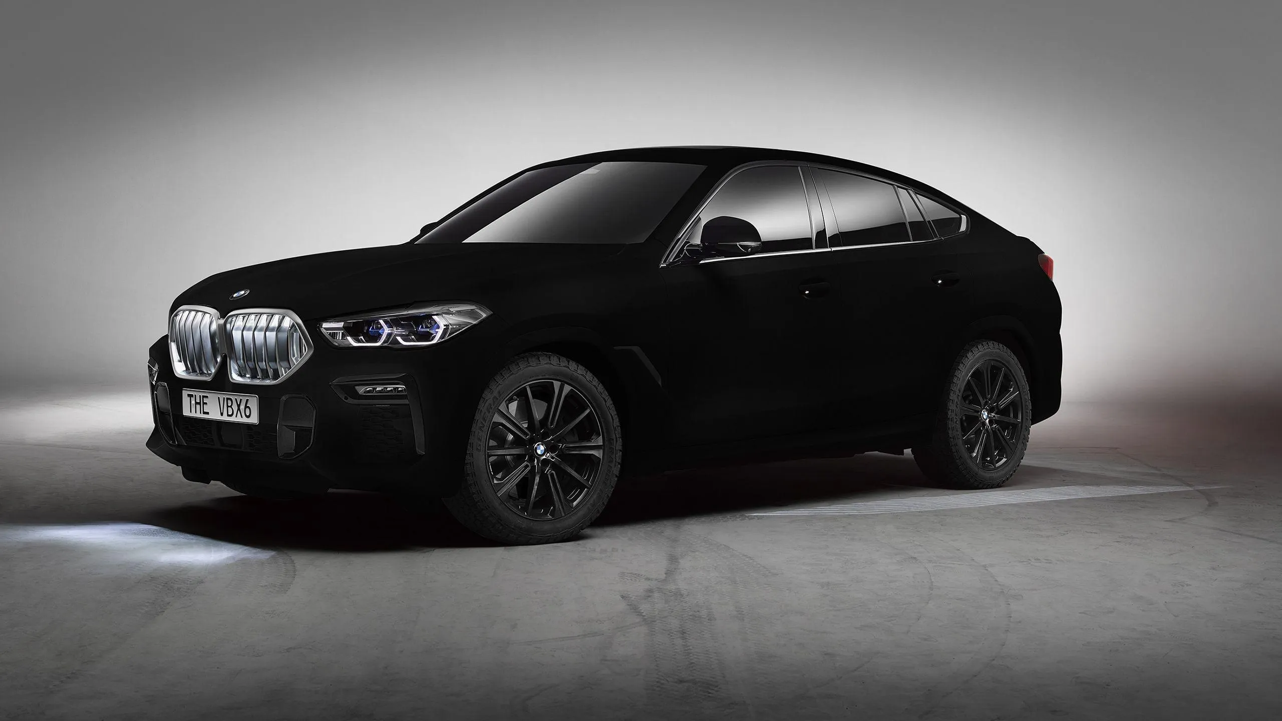 Bmw Suv in a Dimly Lit Garage with Dark Shadowy Background