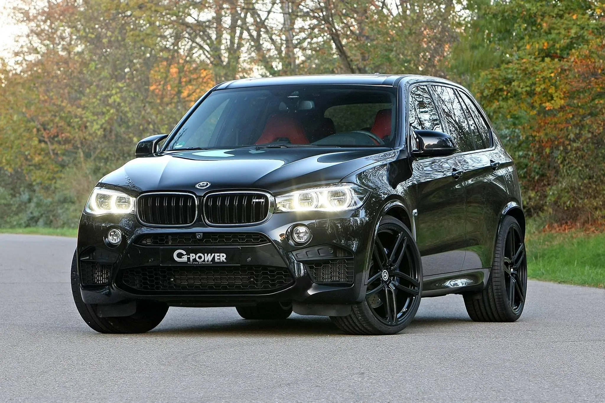 Bmw Suv Parked on Driveway with Forest Trees in Background