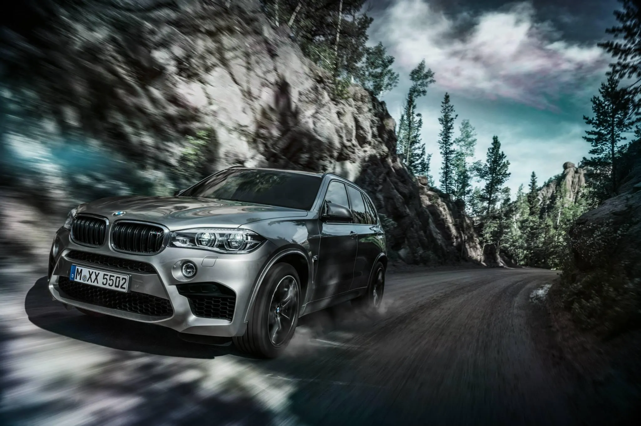 Bmw Suv Racing on Forest Road Covered with Snow and Ice