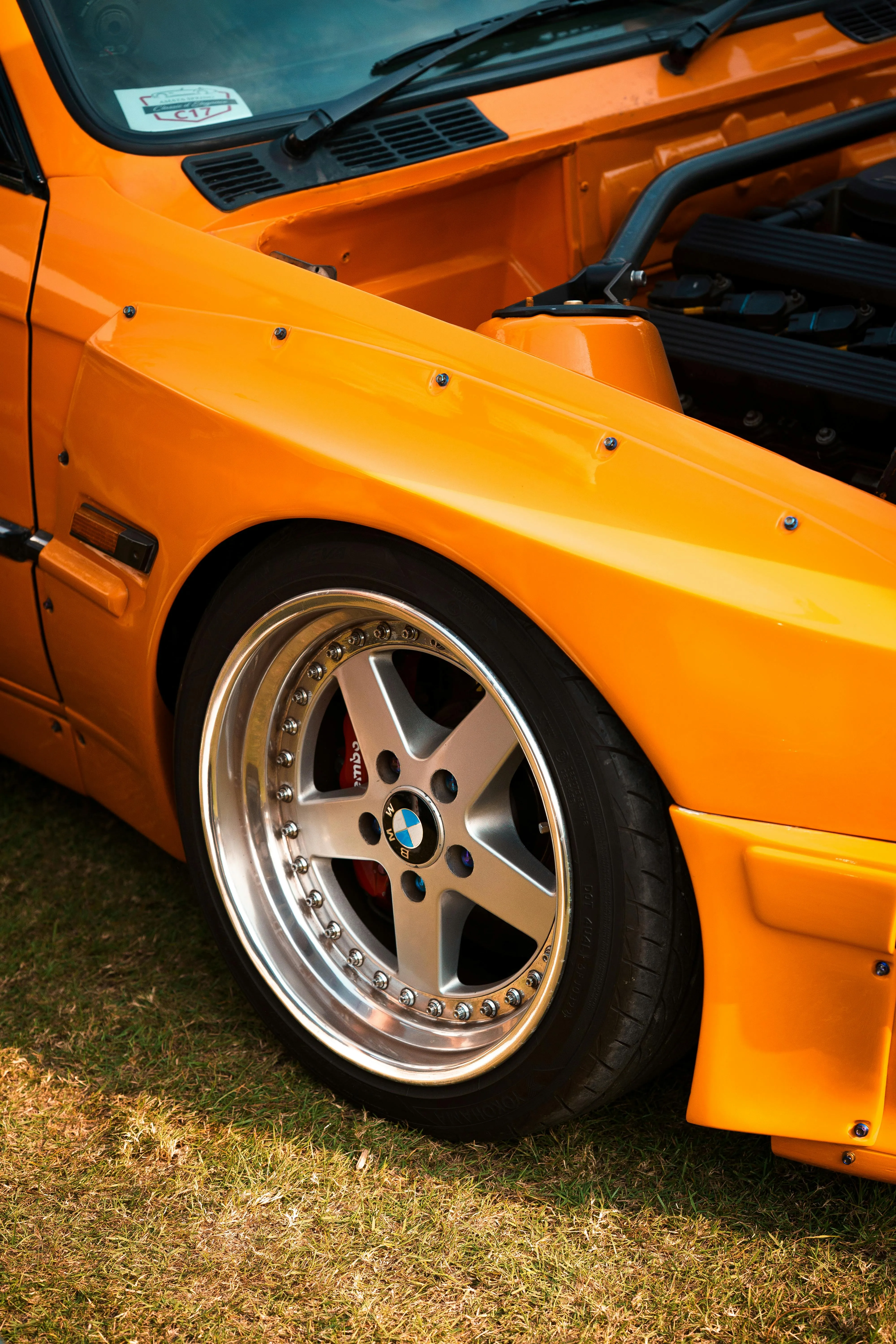 Bright Orange Bmw Drift Car with Racing Modifications