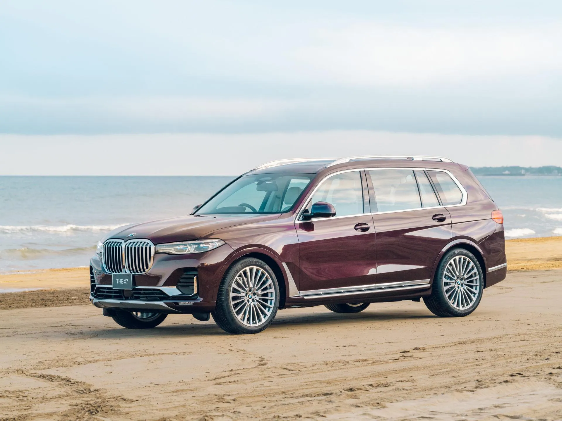 Brown Bmw Suv Parked on a Beach with Calm Water Image